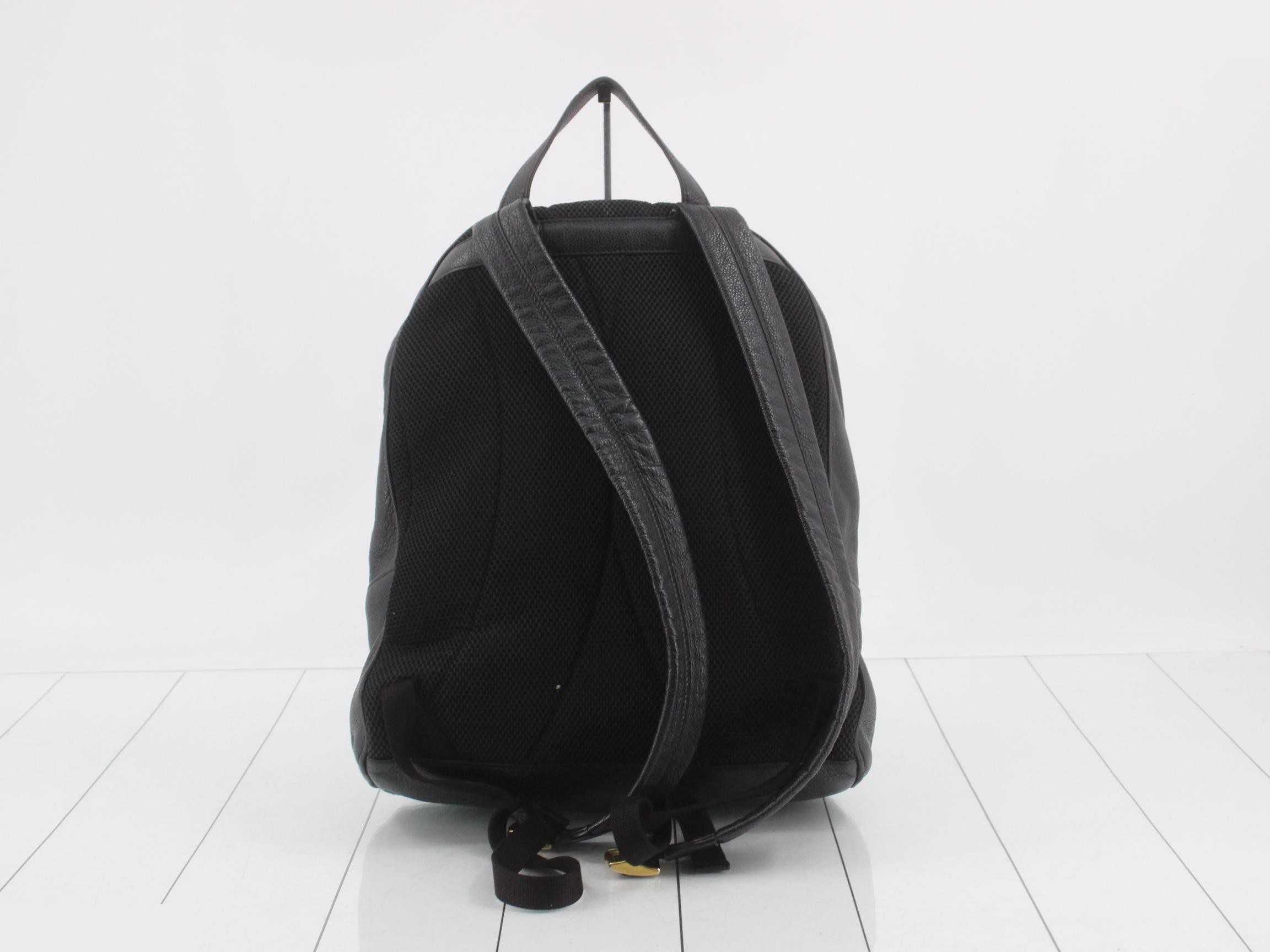 Leather Gucci print backpack, black — view 2