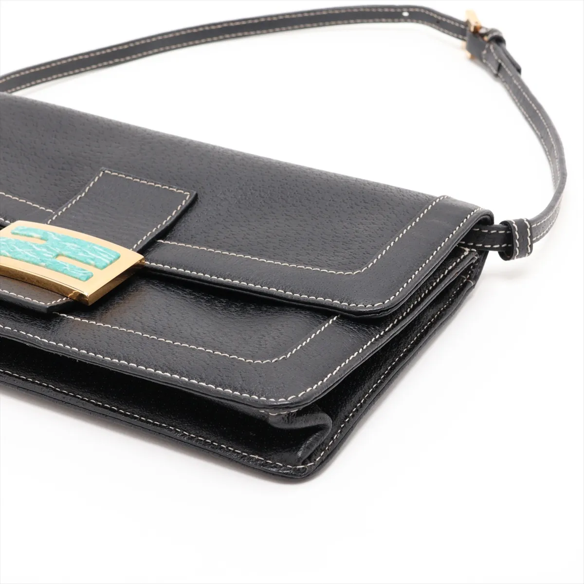 Mamma Bucket Leather Shoulder Bag, Black — view 3