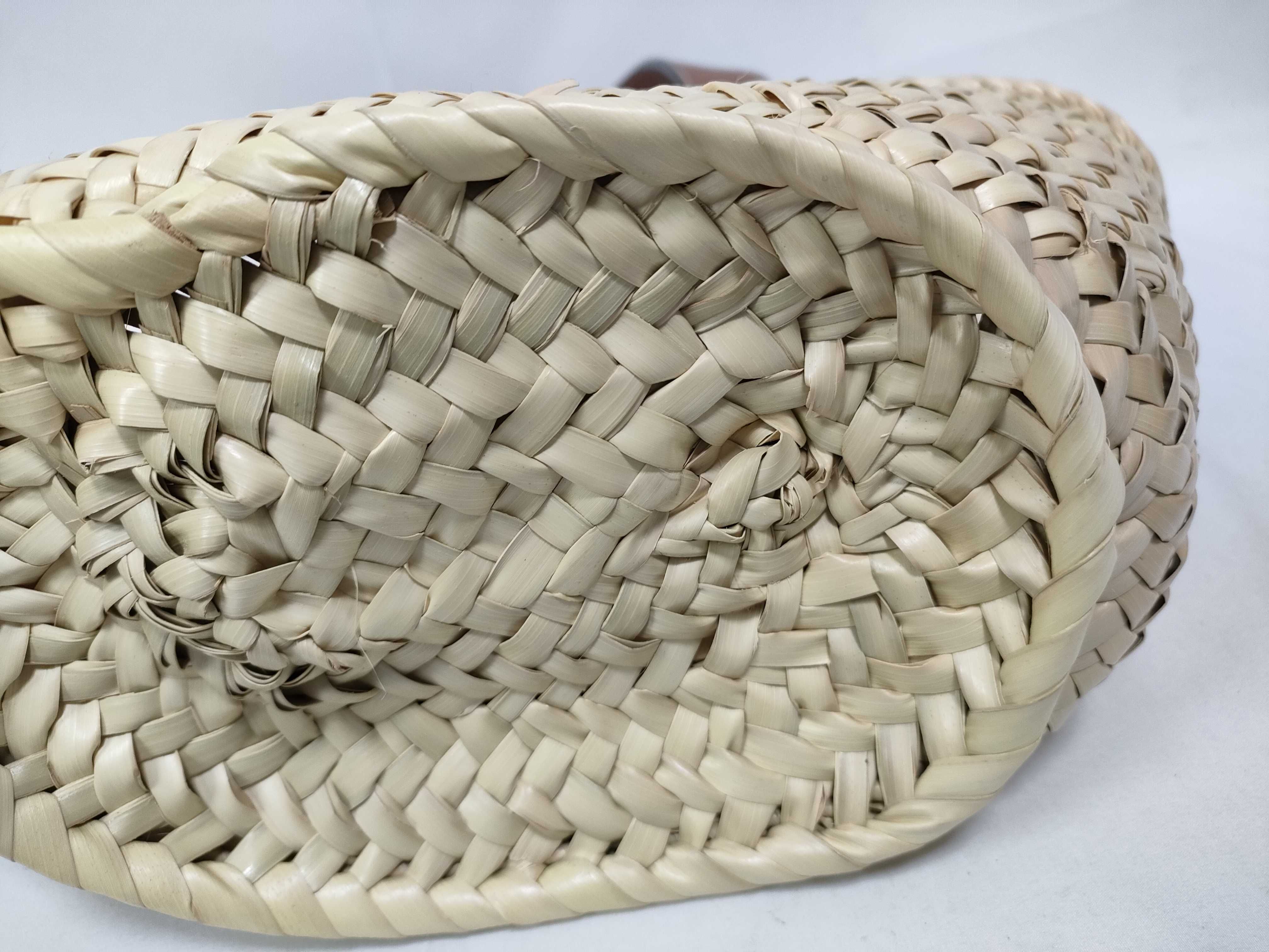 Basket Small Raffia x Leather Basket Bag, Tan, Complete with Accessories, Handbag — view 4