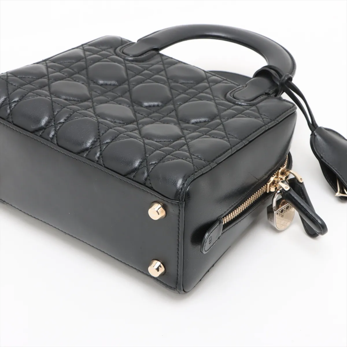 Lady Dior Lily Leather 2-Way Handbag, Black — view 3