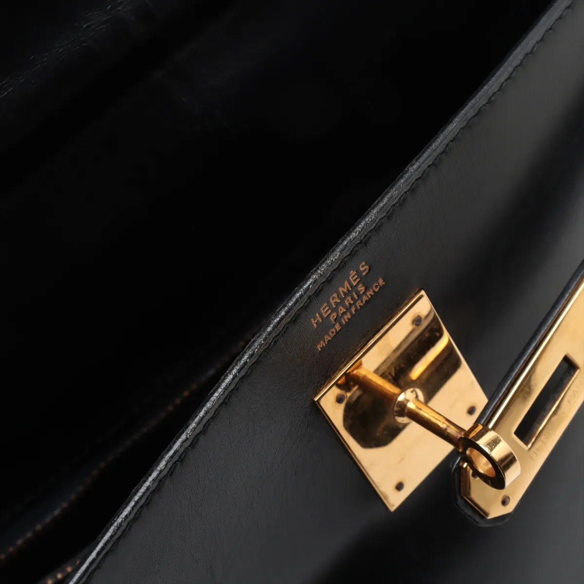 [Individually wrapped] Hermes Kelly 32 Le Tourne Box Calf Black Gold Hardware R:1988 — view 15