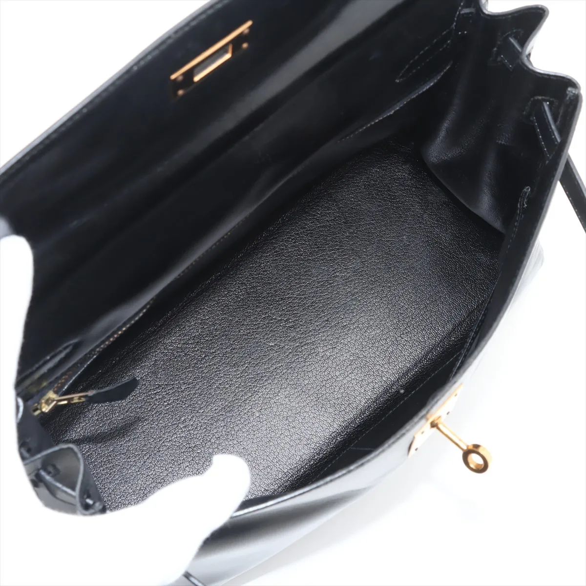 [Individually wrapped] Hermes Kelly 32 Le Tourne Box Calf Black Gold Hardware R:1988 — view 7
