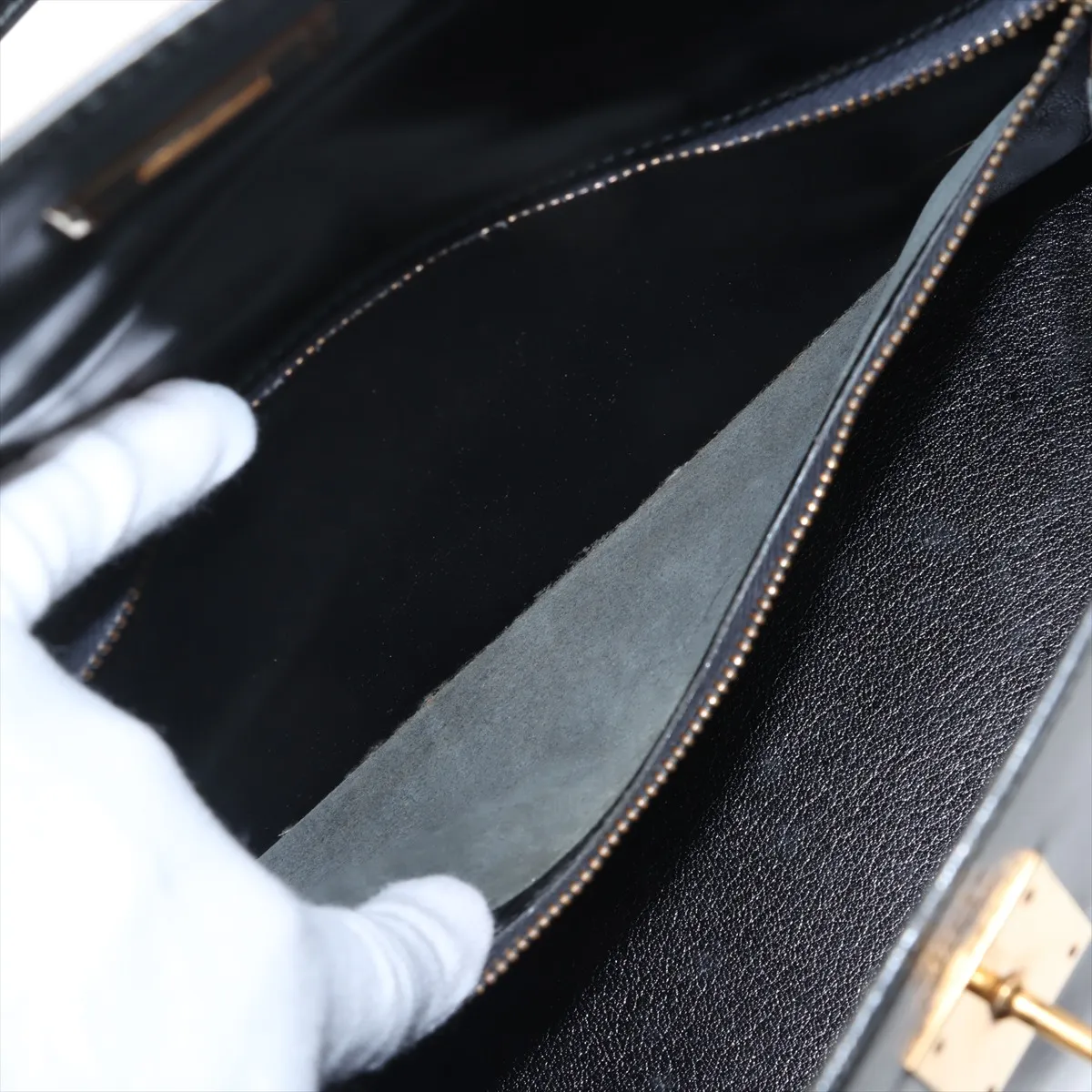 [Individually wrapped] Hermes Kelly 32 Le Tourne Box Calf Black Gold Hardware R:1988 — view 8