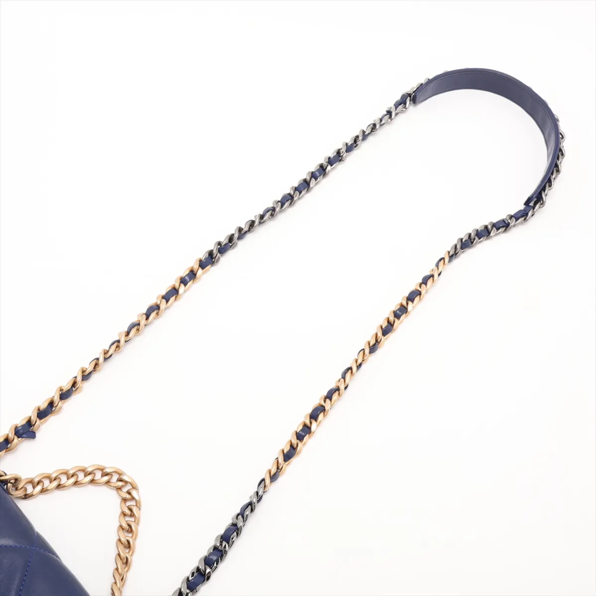 19 Lambskin Chain Wallet Blue Gold Hardware GA5ULLEC Random Plate — view 5