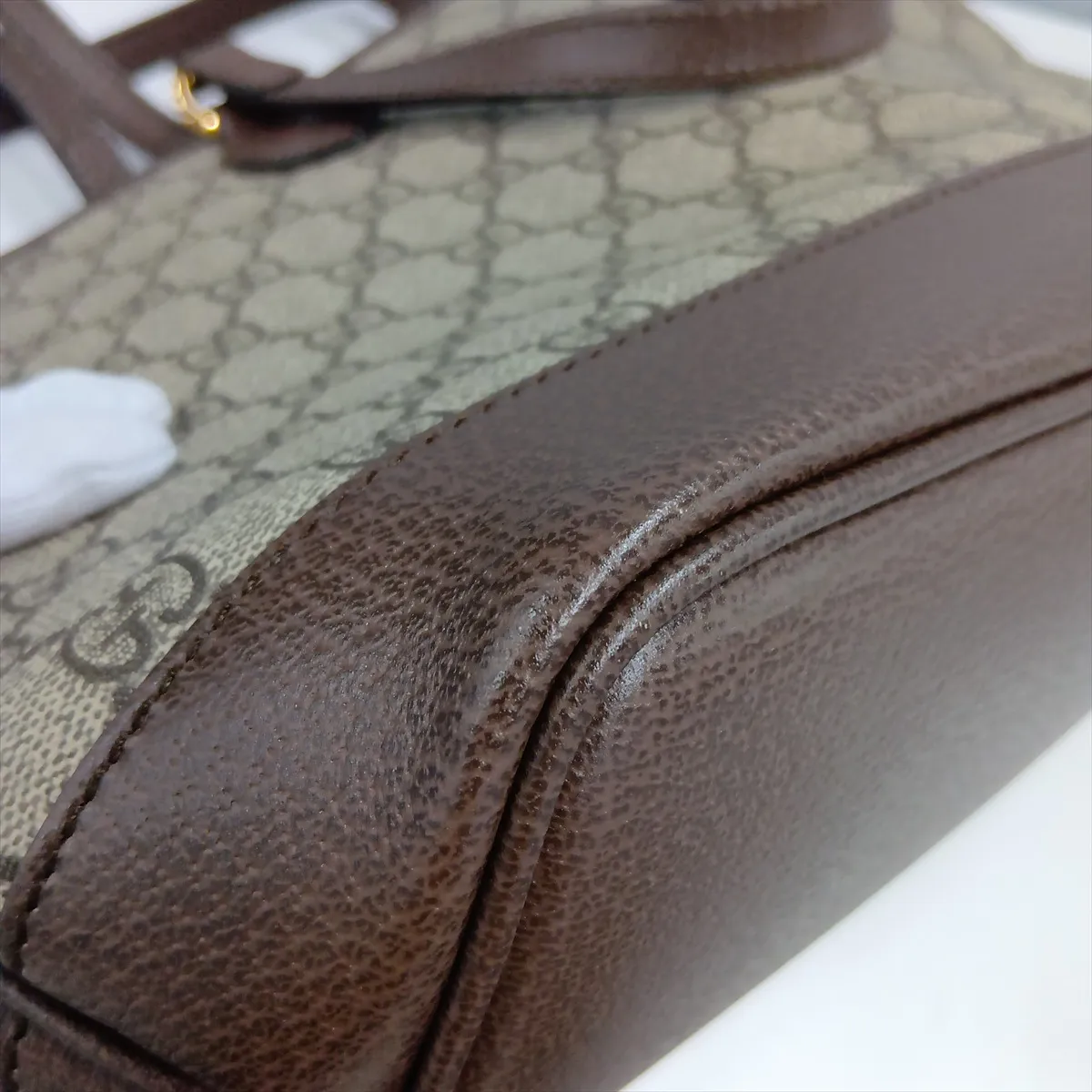 GG Supreme PVC x Leather Tote Bag, Beige x Brown, 765043 — view 12