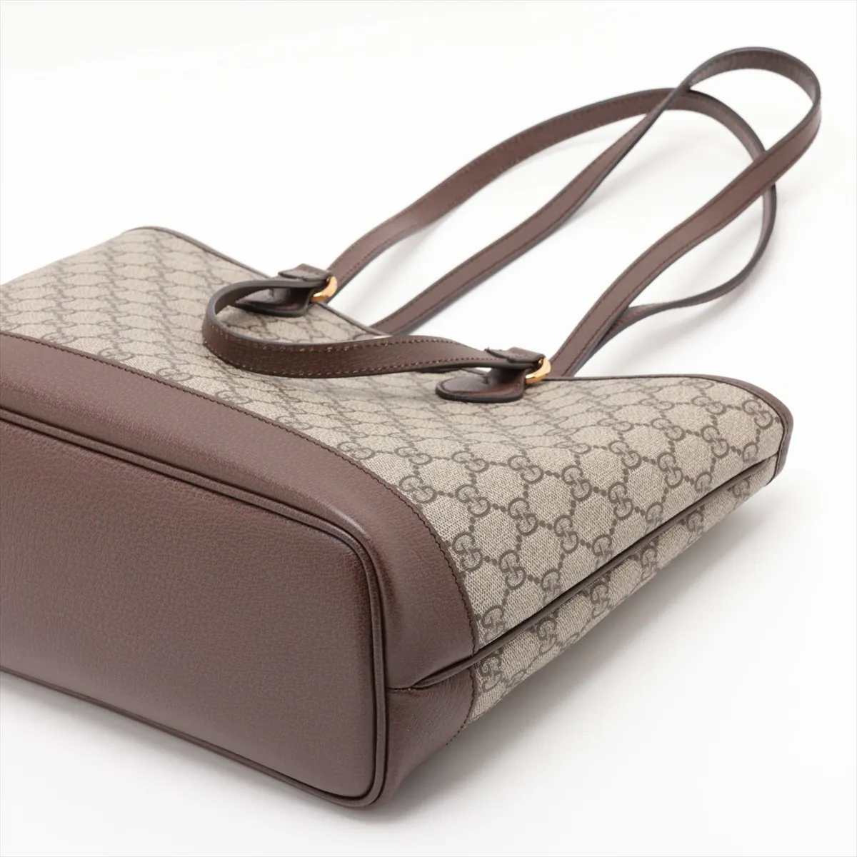 GG Supreme PVC x Leather Tote Bag, Beige x Brown, 765043 — view 3