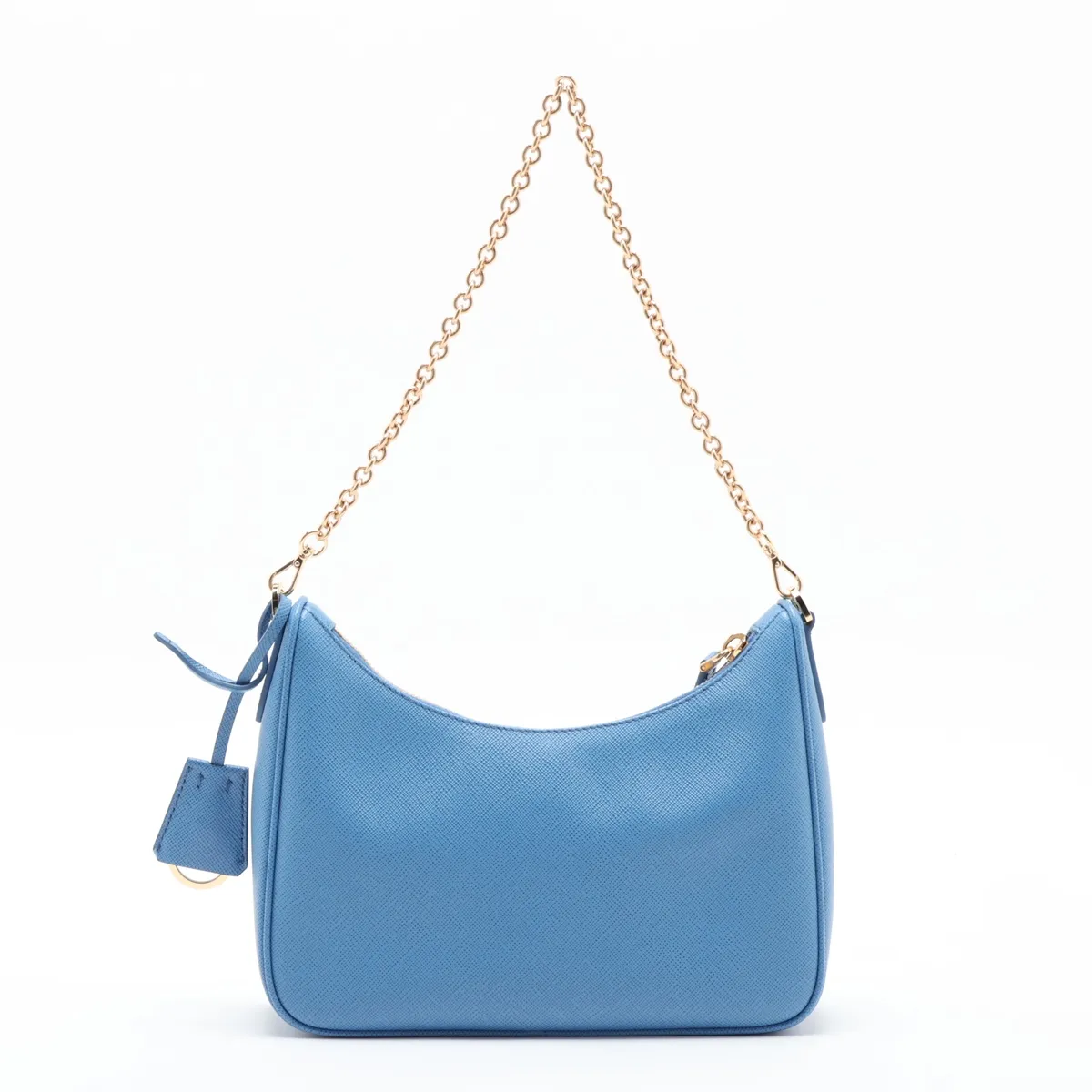 Saffiano Leather 2-Way Shoulder Bag, Blue — view 3