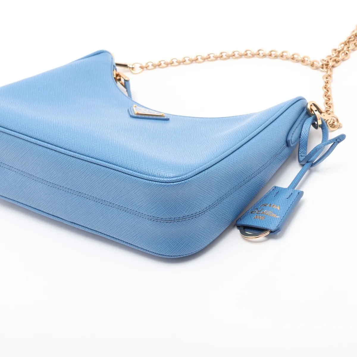 Saffiano Leather 2-Way Shoulder Bag, Blue — view 4