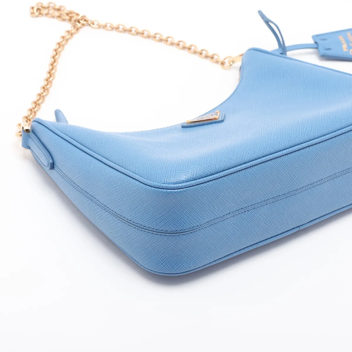 Saffiano Leather 2-Way Shoulder Bag, Blue — view 5