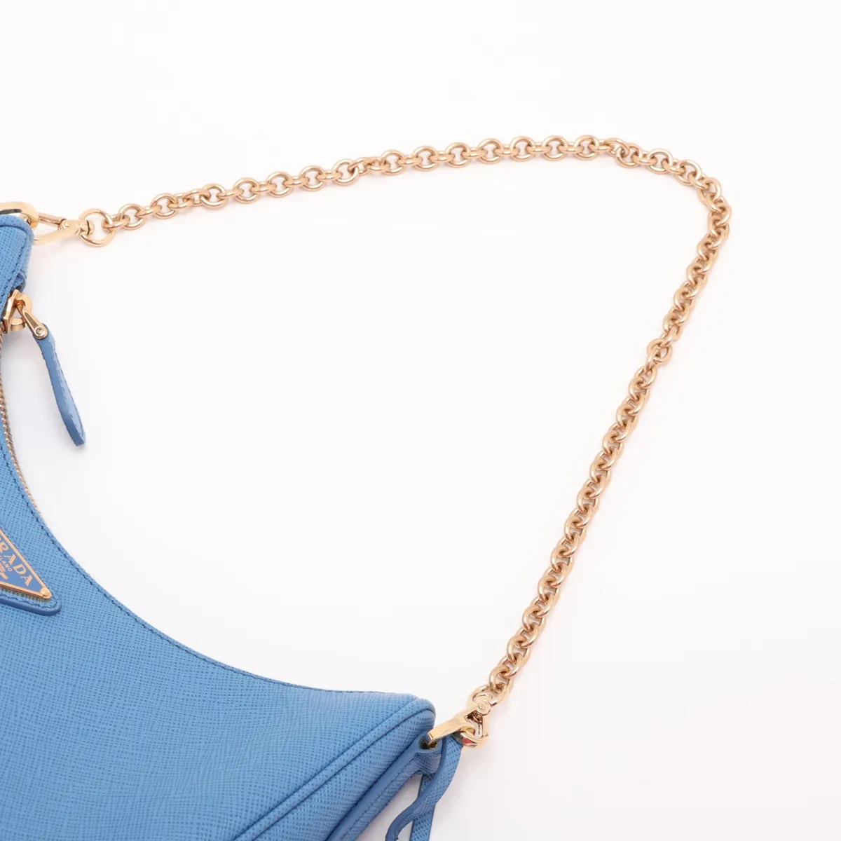 Saffiano Leather 2-Way Shoulder Bag, Blue — view 6