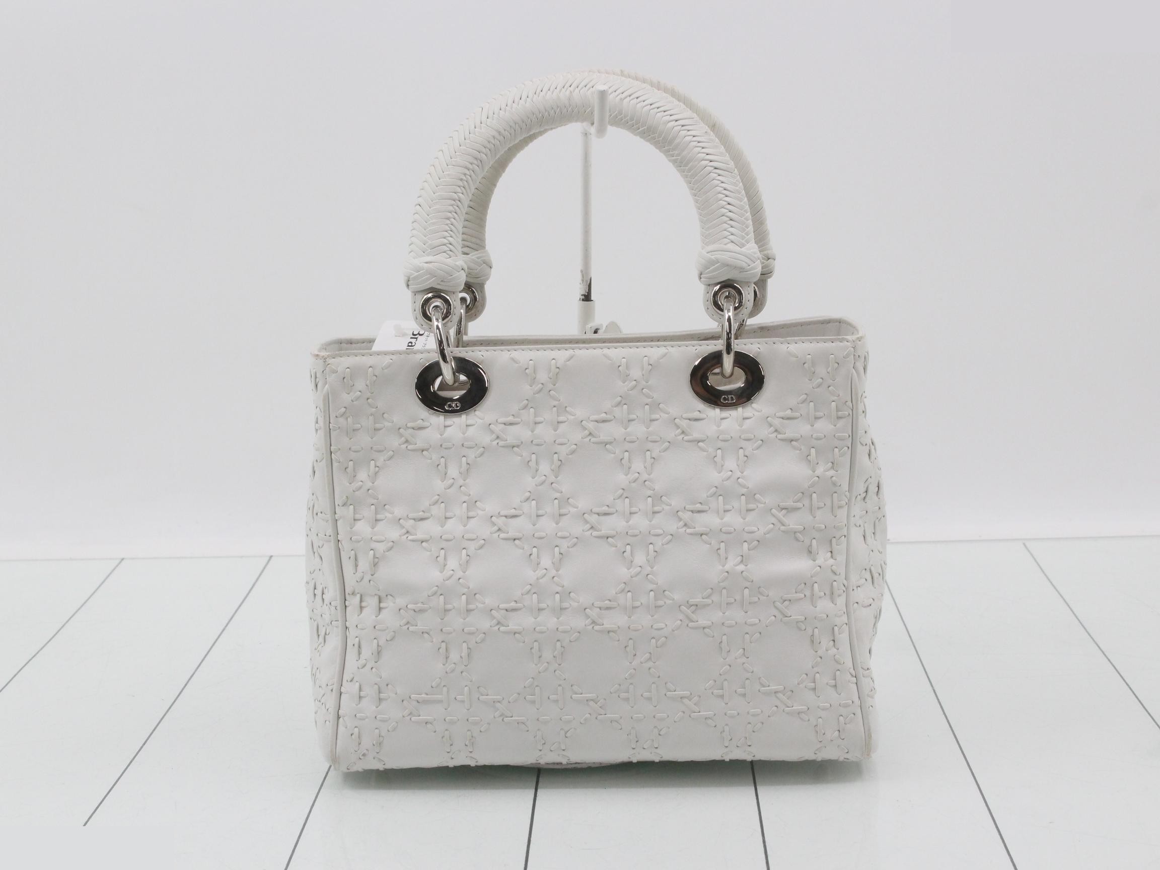 Lady Dior handbag, white, leather — view 2