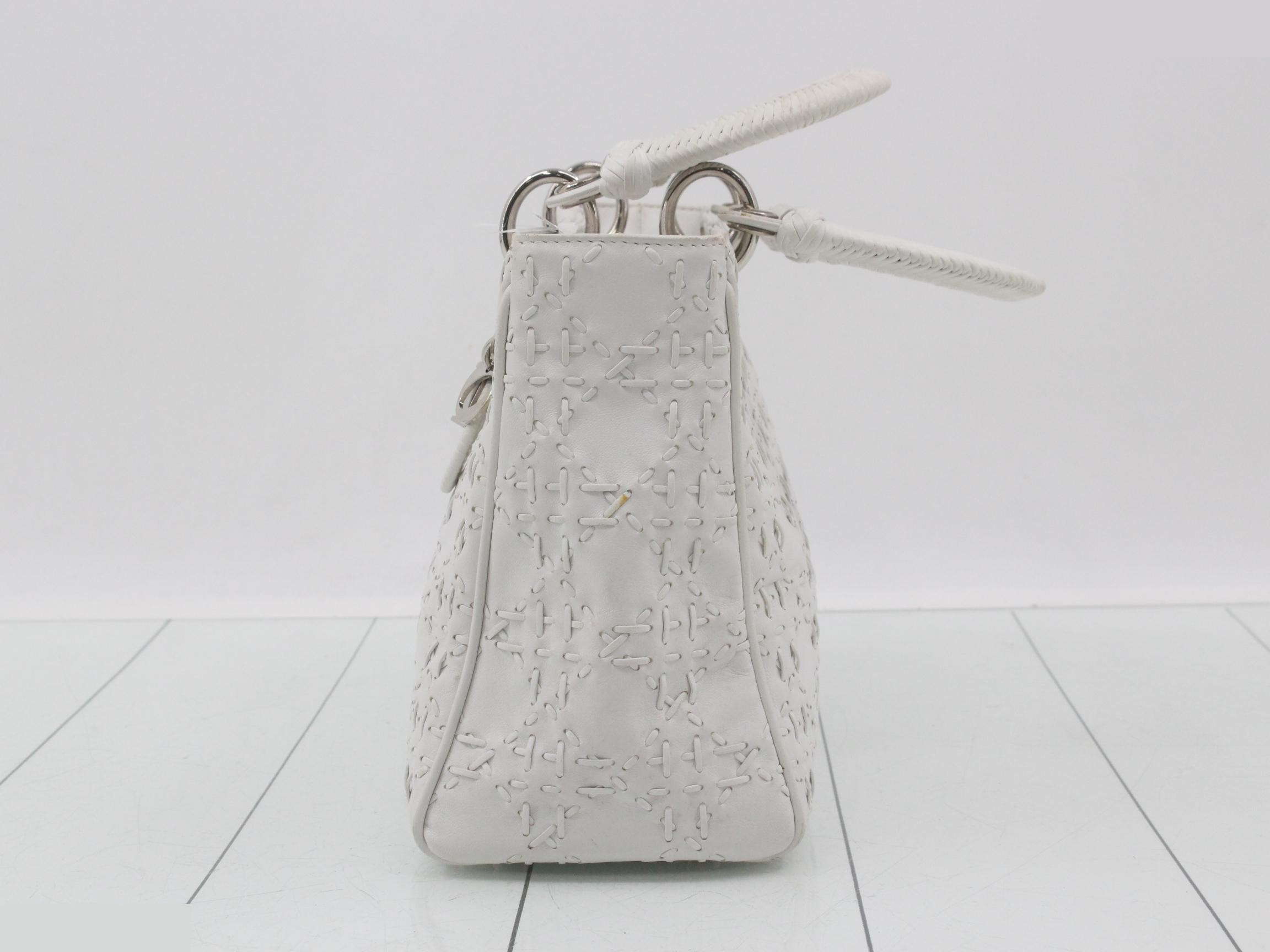 Lady Dior handbag, white, leather — view 3