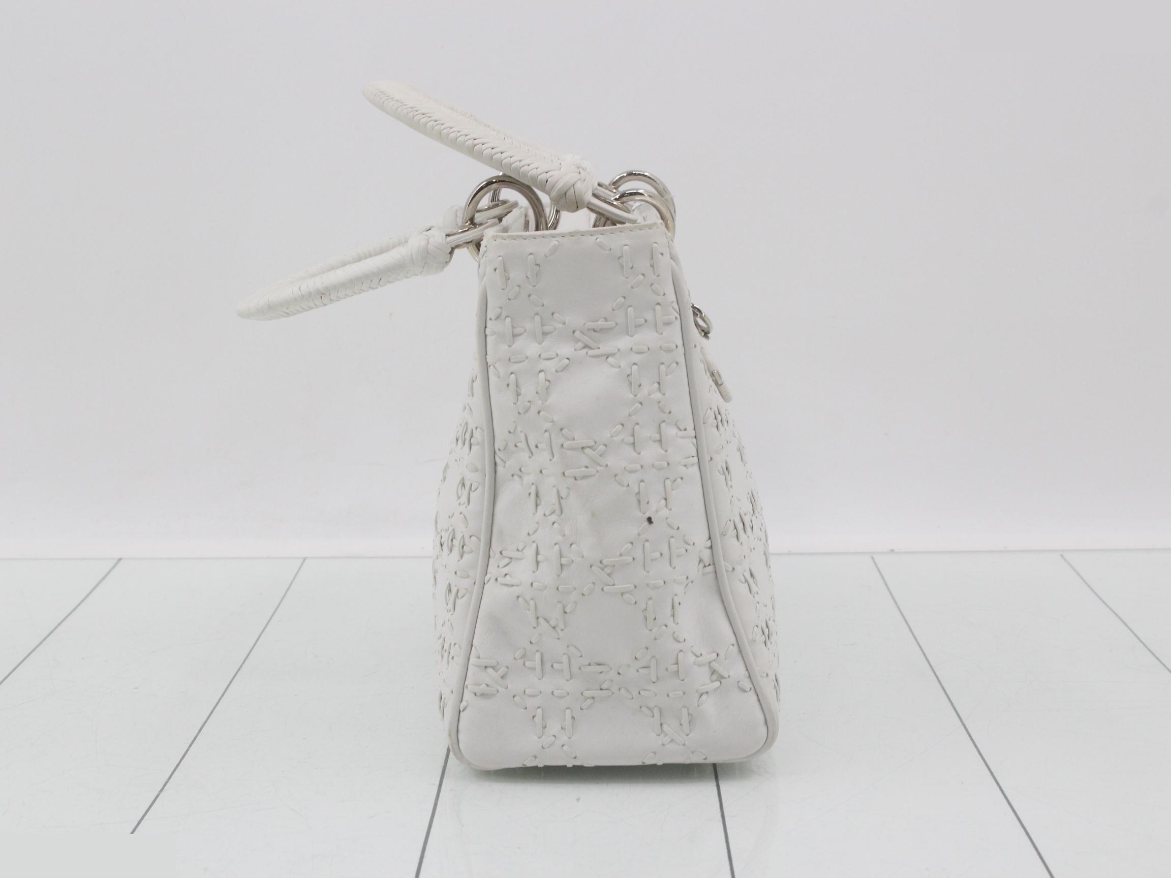 Lady Dior handbag, white, leather — view 4