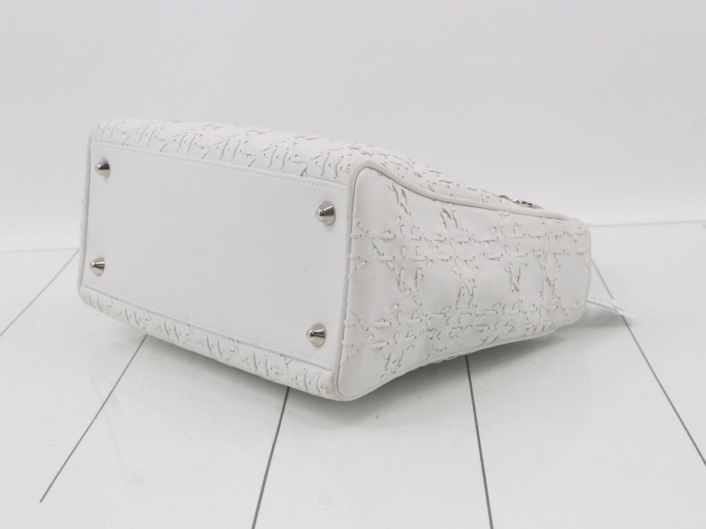 Lady Dior handbag, white, leather — view 6