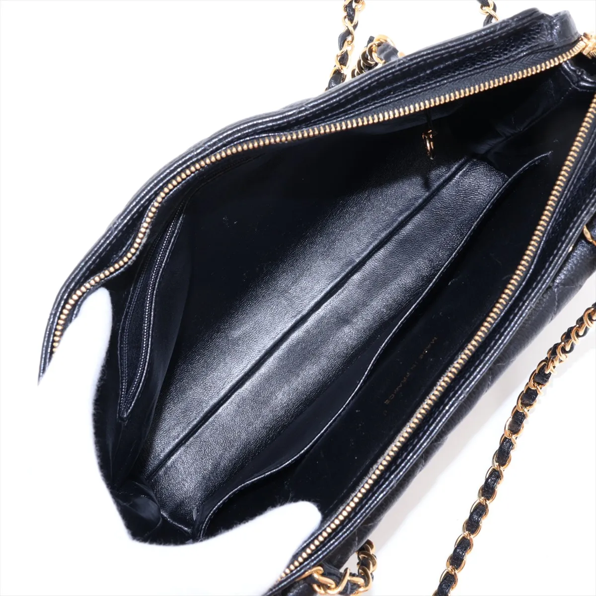 Matelassé Caviar Skin Chain Tote Bag, Black with Gold Hardware, 4370852, Series 4 — view 7