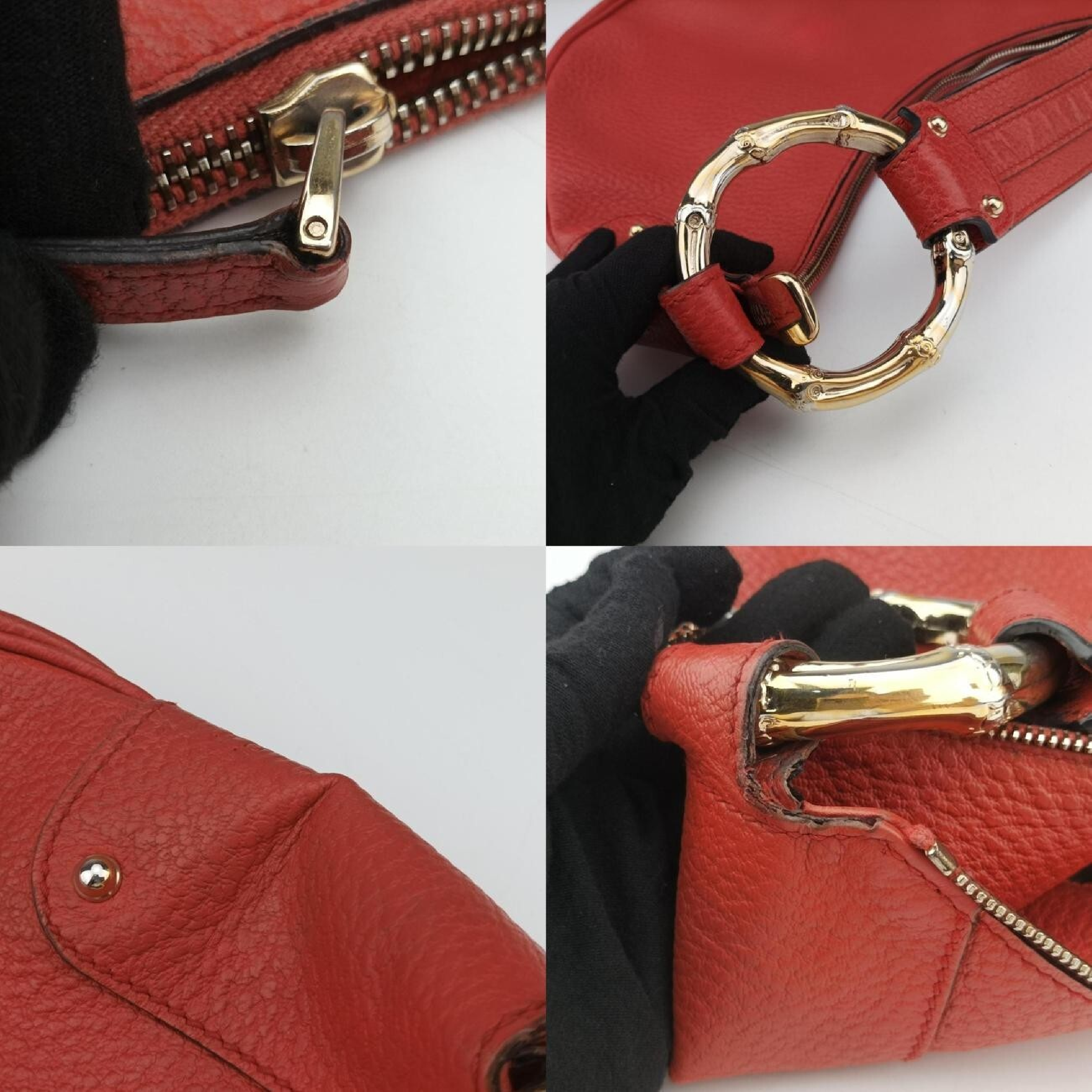 Bamboo Ring Hobo Red Leather 211519 G4517440 Handbag — view 10
