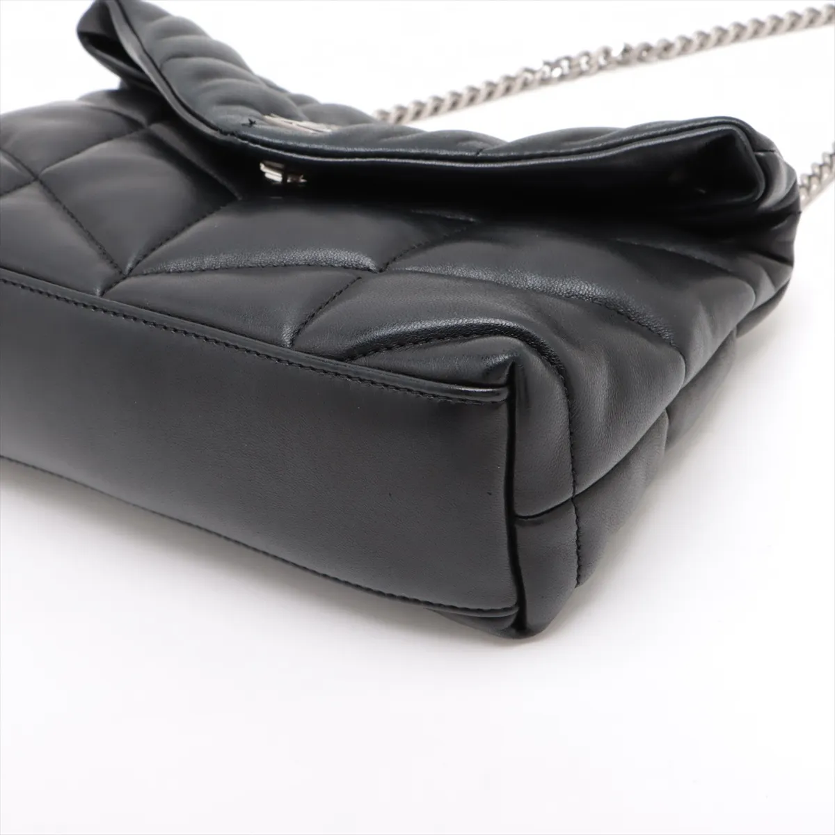 Lulu Puffer Leather Chain Shoulder Bag Black 620333 — view 3