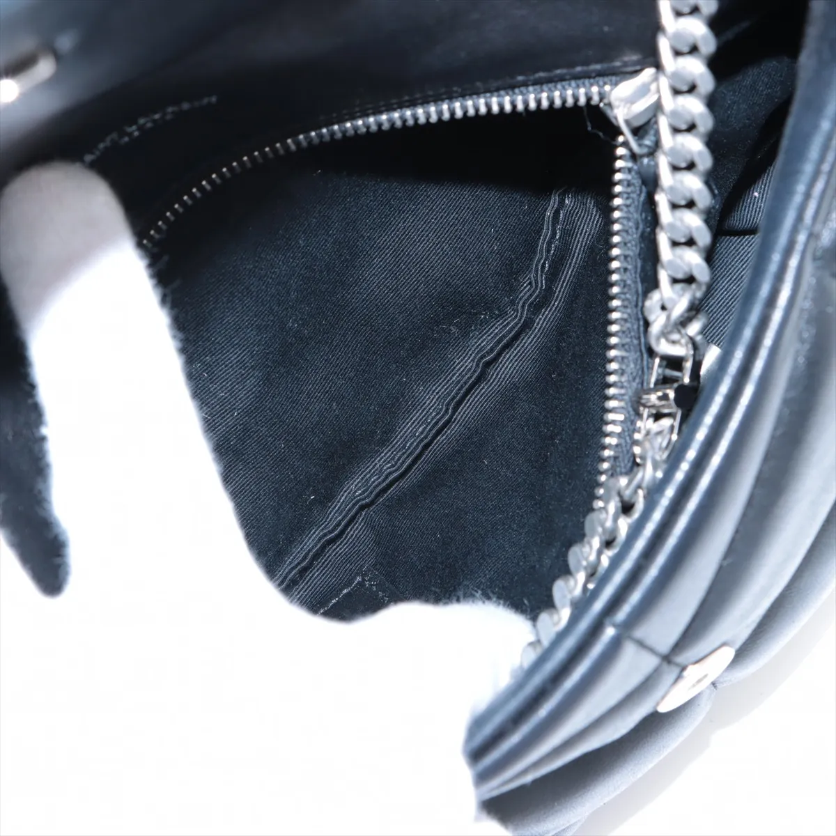 Lulu Puffer Leather Chain Shoulder Bag Black 620333 — view 7