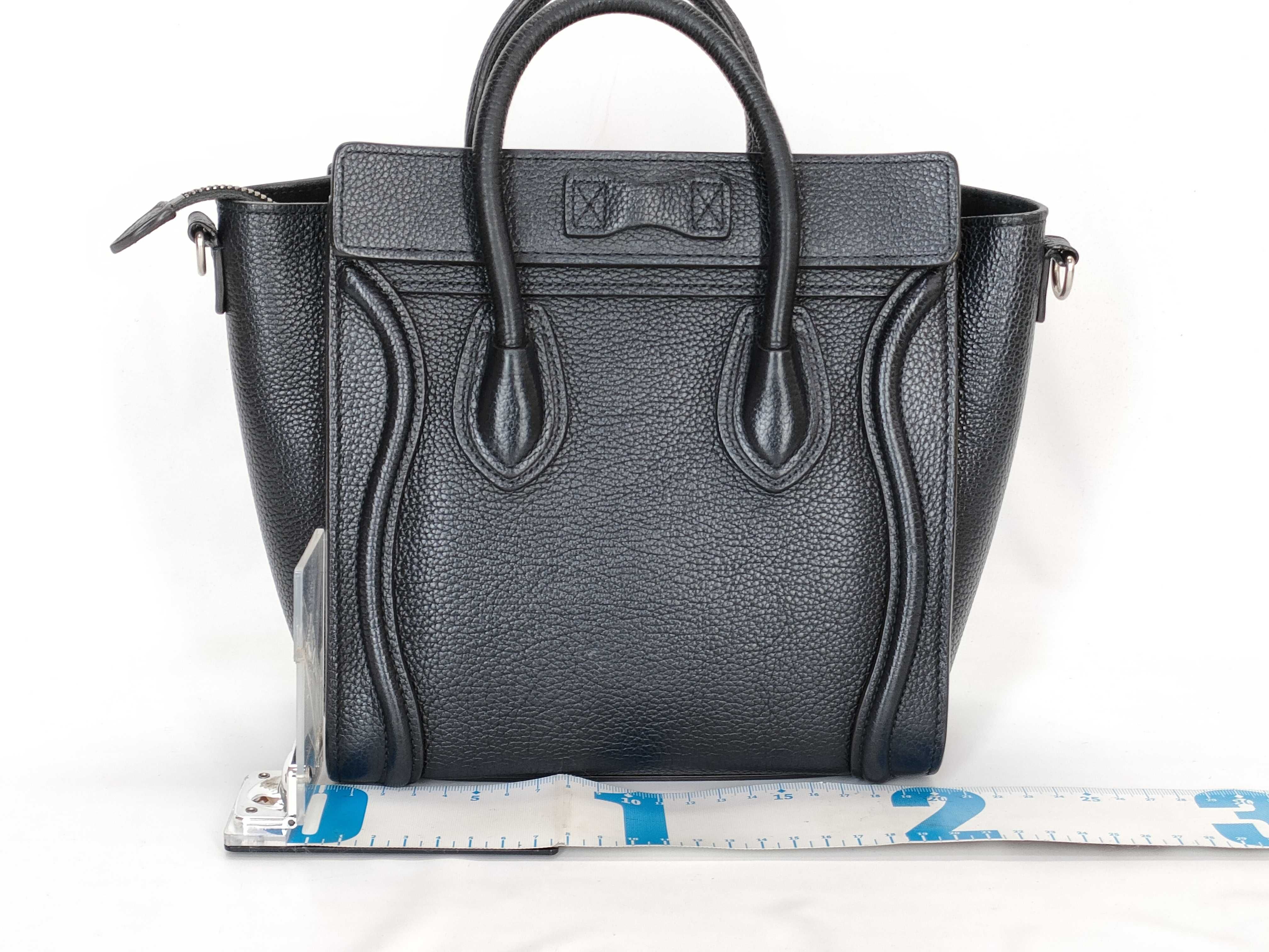 Luggage Nano Shopper Leather 2-Way Handbag, Black — view 2