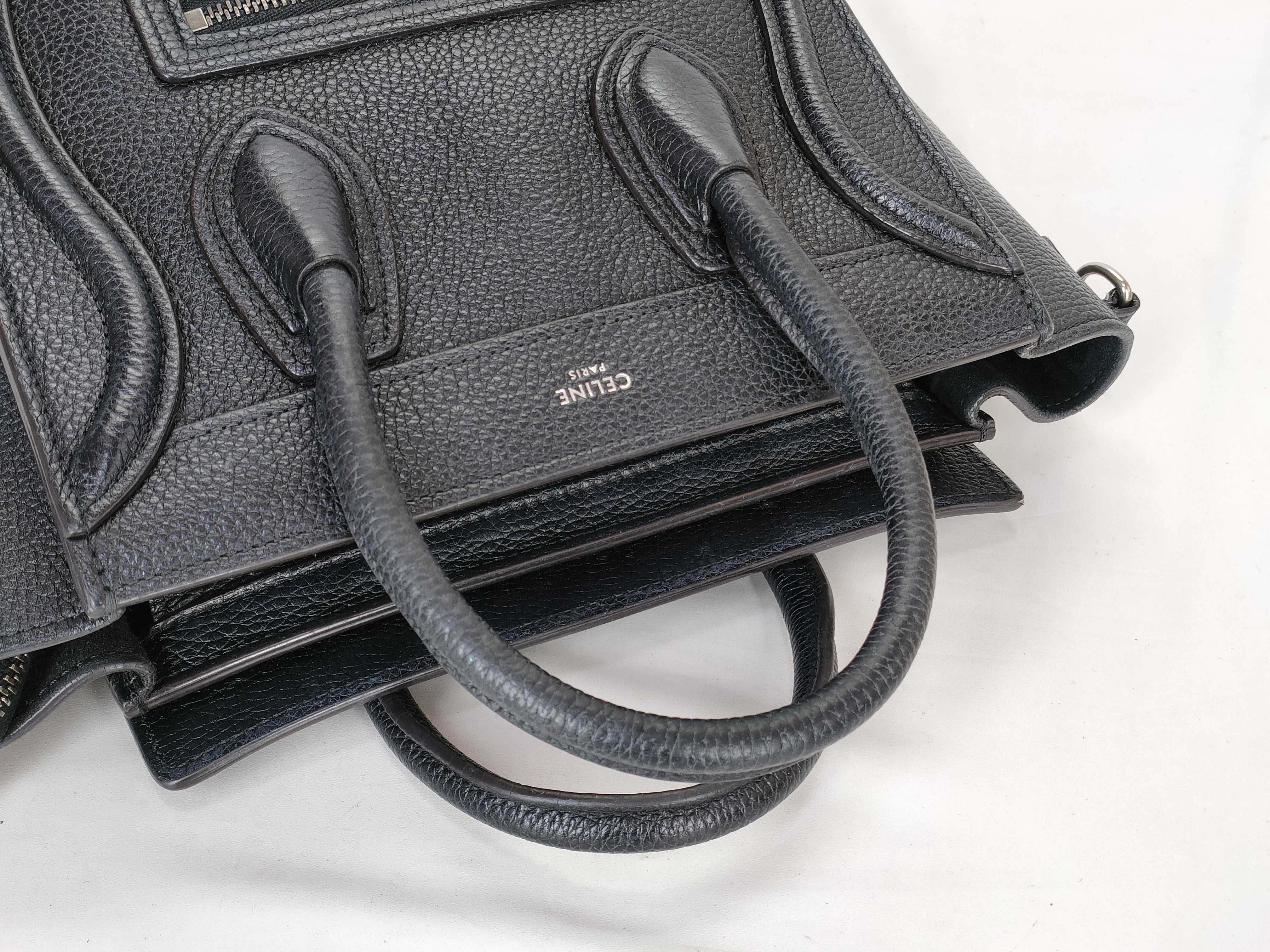 Luggage Nano Shopper Leather 2-Way Handbag, Black — view 3