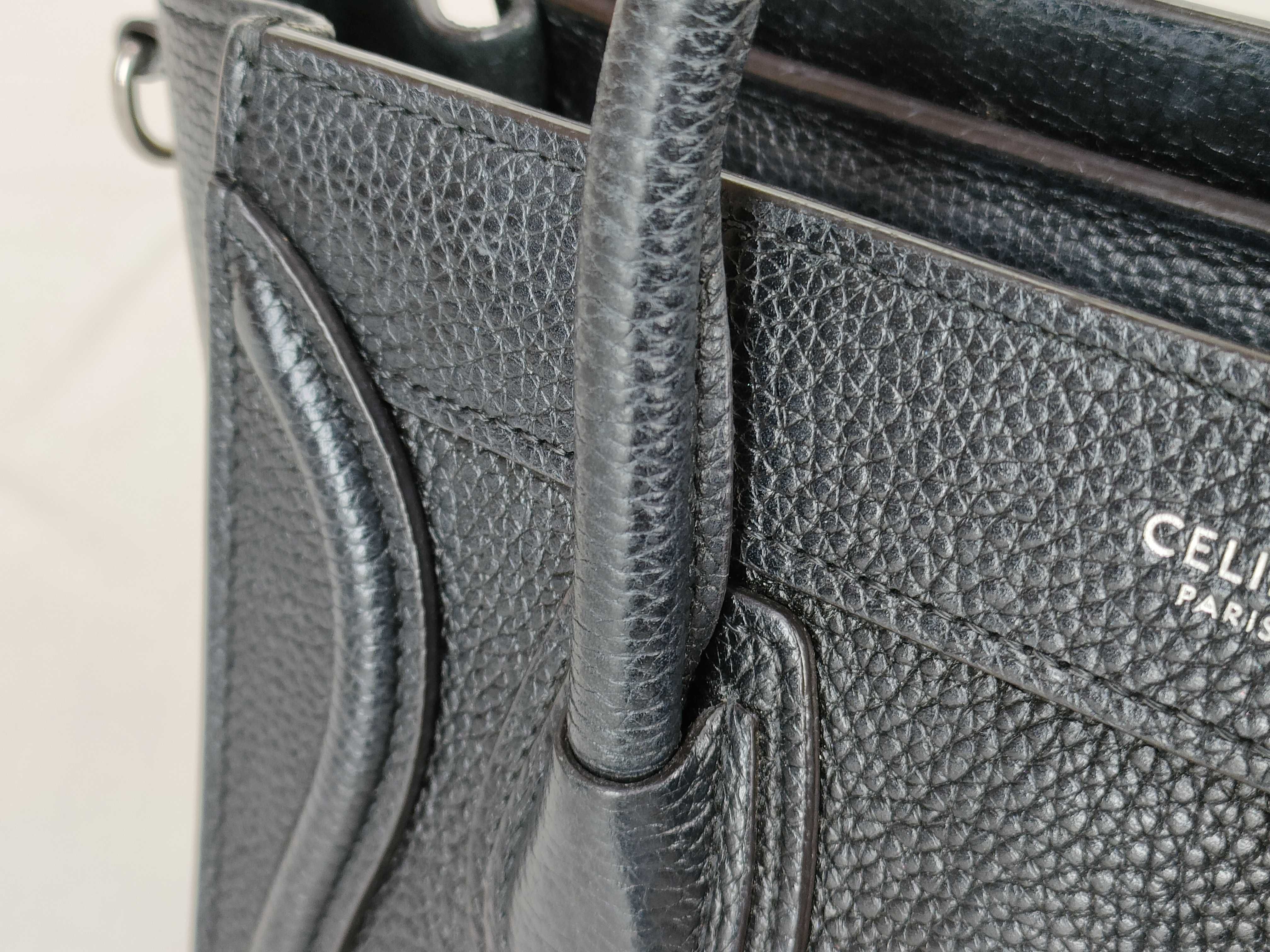 Luggage Nano Shopper Leather 2-Way Handbag, Black — view 5