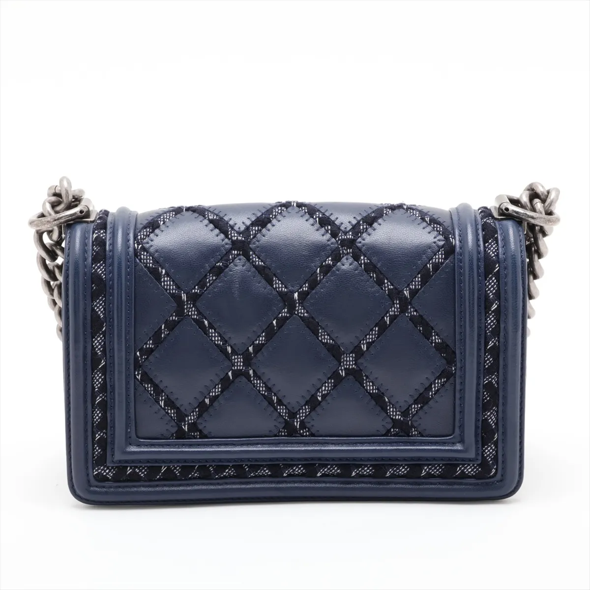 Boy Chanel 20 Small Lambskin Chain Shoulder Bag, Navy with Gunmetal Hardware, 23467675, Serial Number 23, A67085 — view 2