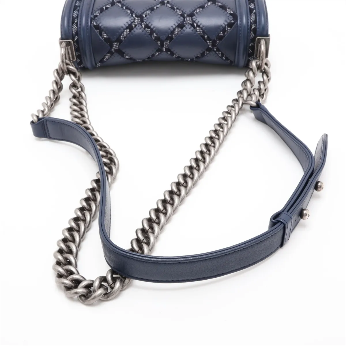 Boy Chanel 20 Small Lambskin Chain Shoulder Bag, Navy with Gunmetal Hardware, 23467675, Serial Number 23, A67085 — view 5