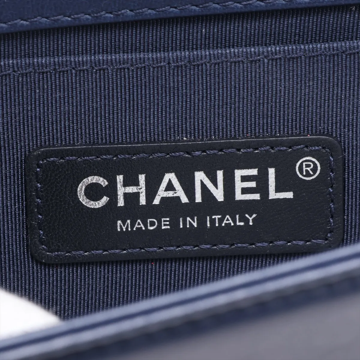 Boy Chanel 20 Small Lambskin Chain Shoulder Bag, Navy with Gunmetal Hardware, 23467675, Serial Number 23, A67085 — view 9