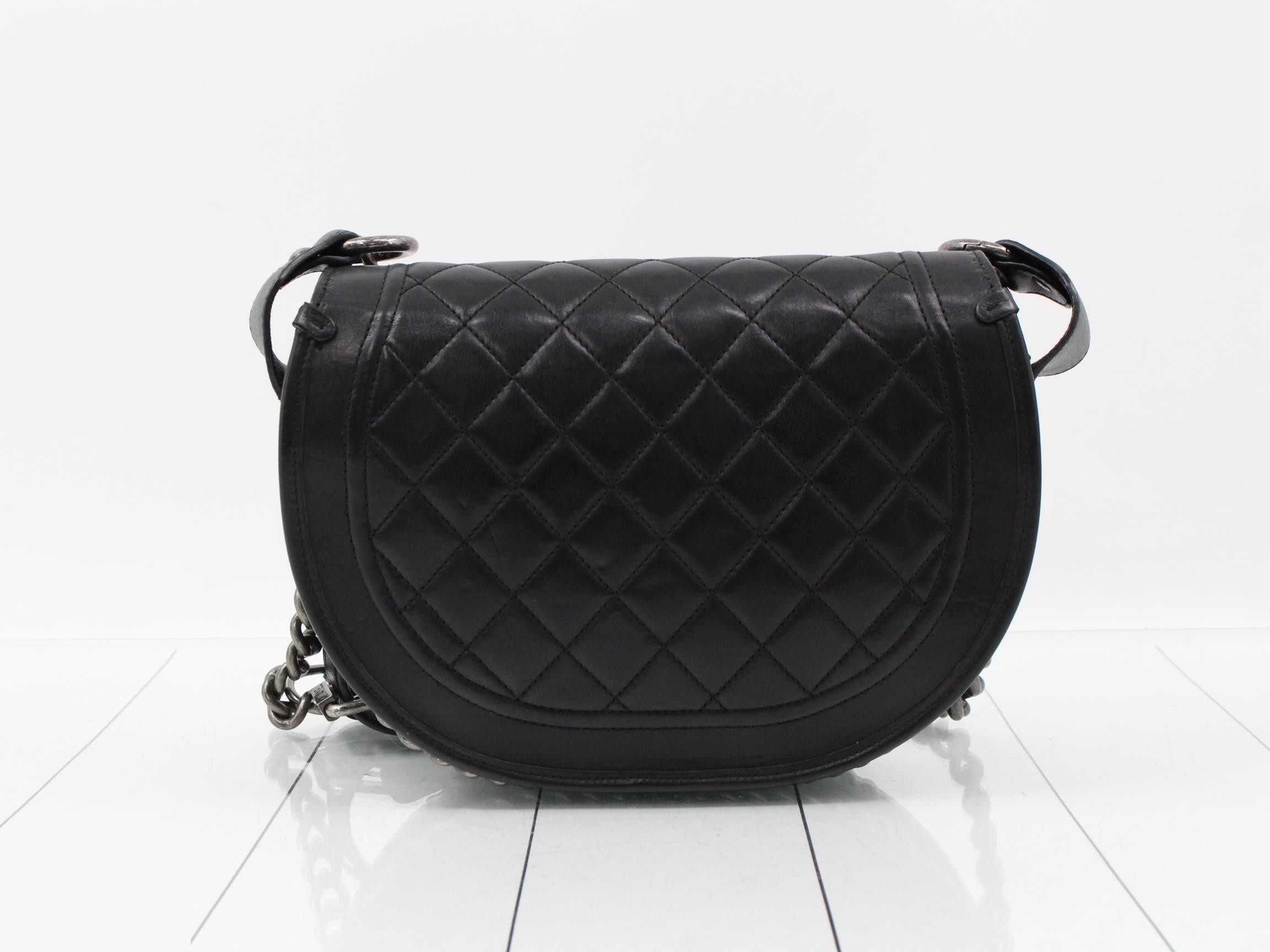Paris Dallas Calfskin x Leather Chain Shoulder Bag — view 2