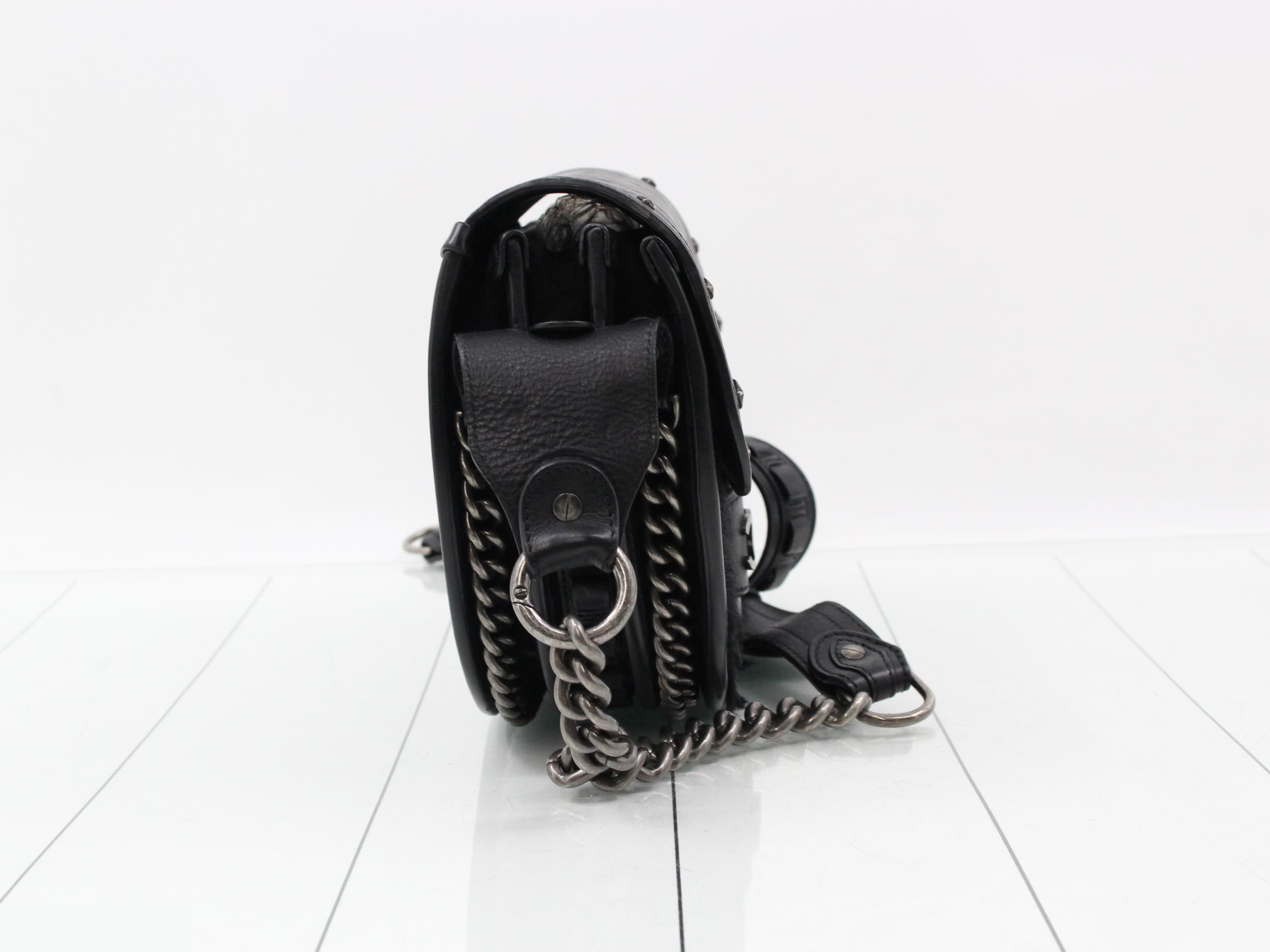 Paris Dallas Calfskin x Leather Chain Shoulder Bag — view 4