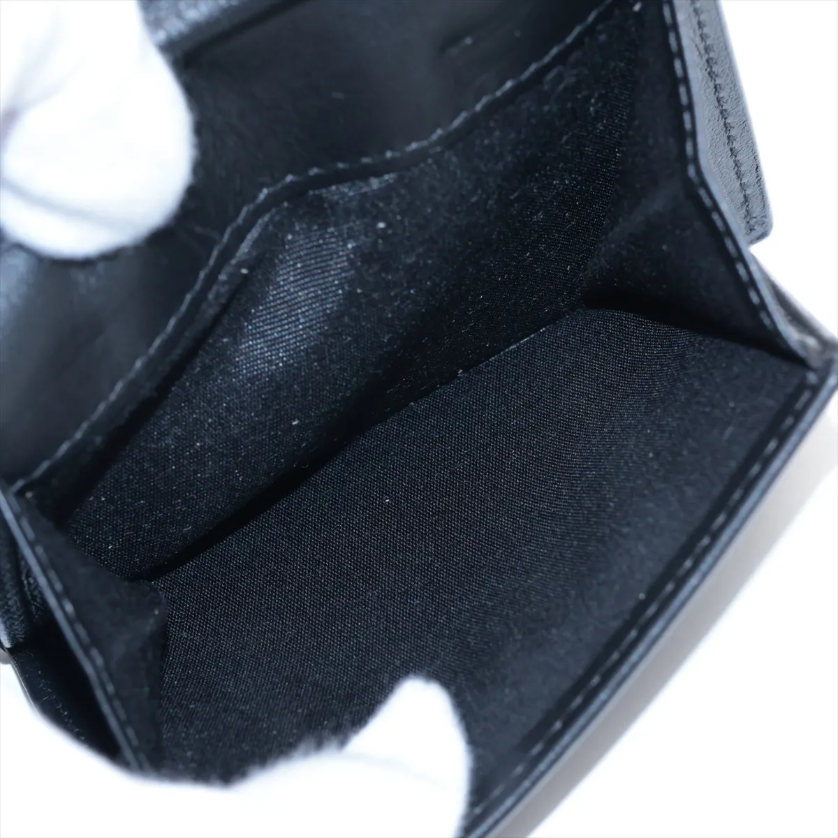CD Icon Leather Compact Wallet, Black — view 6