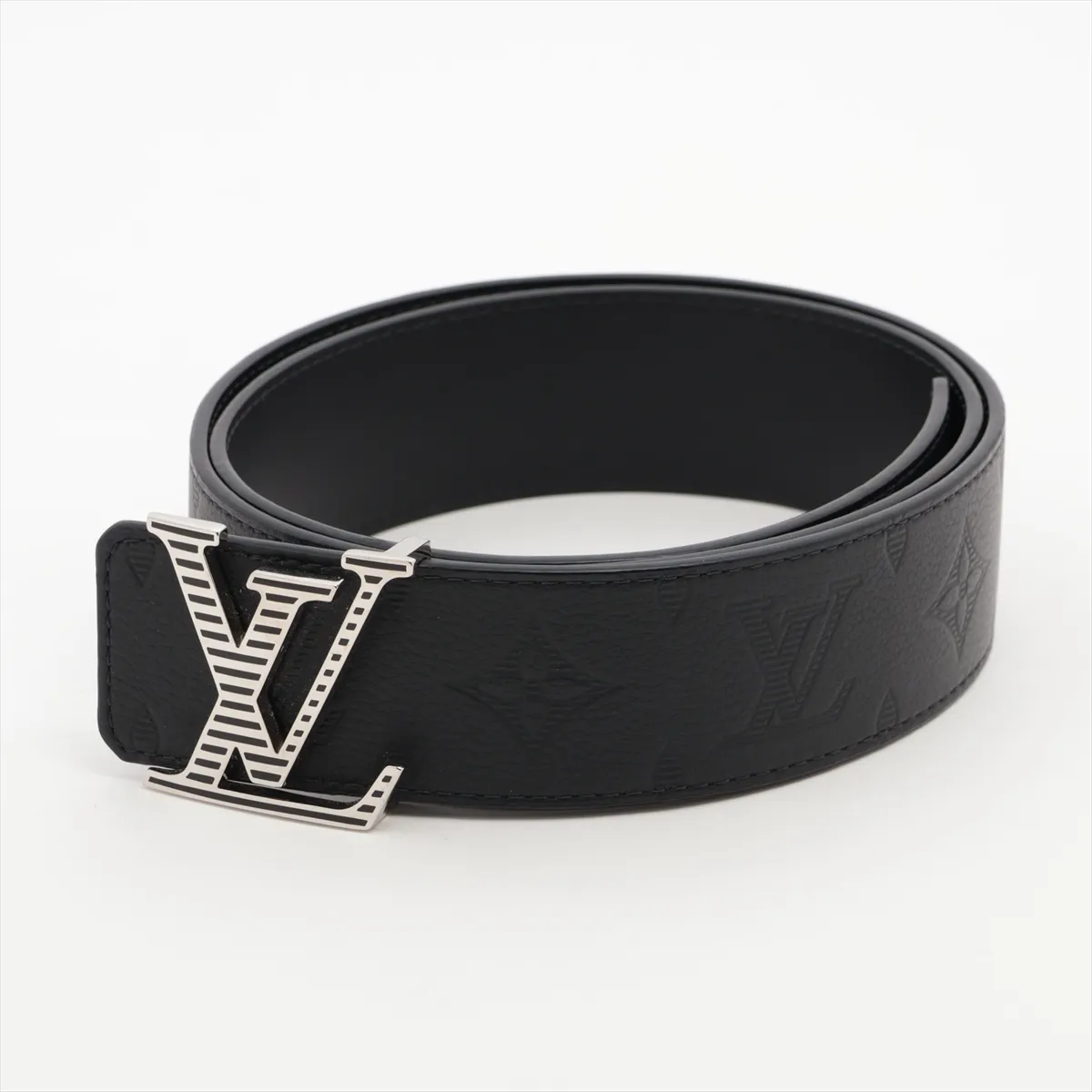 M0717 LV Shadow Reversible Belt BC4225, size 85, leather x metal, black. Features: enlarged holes,