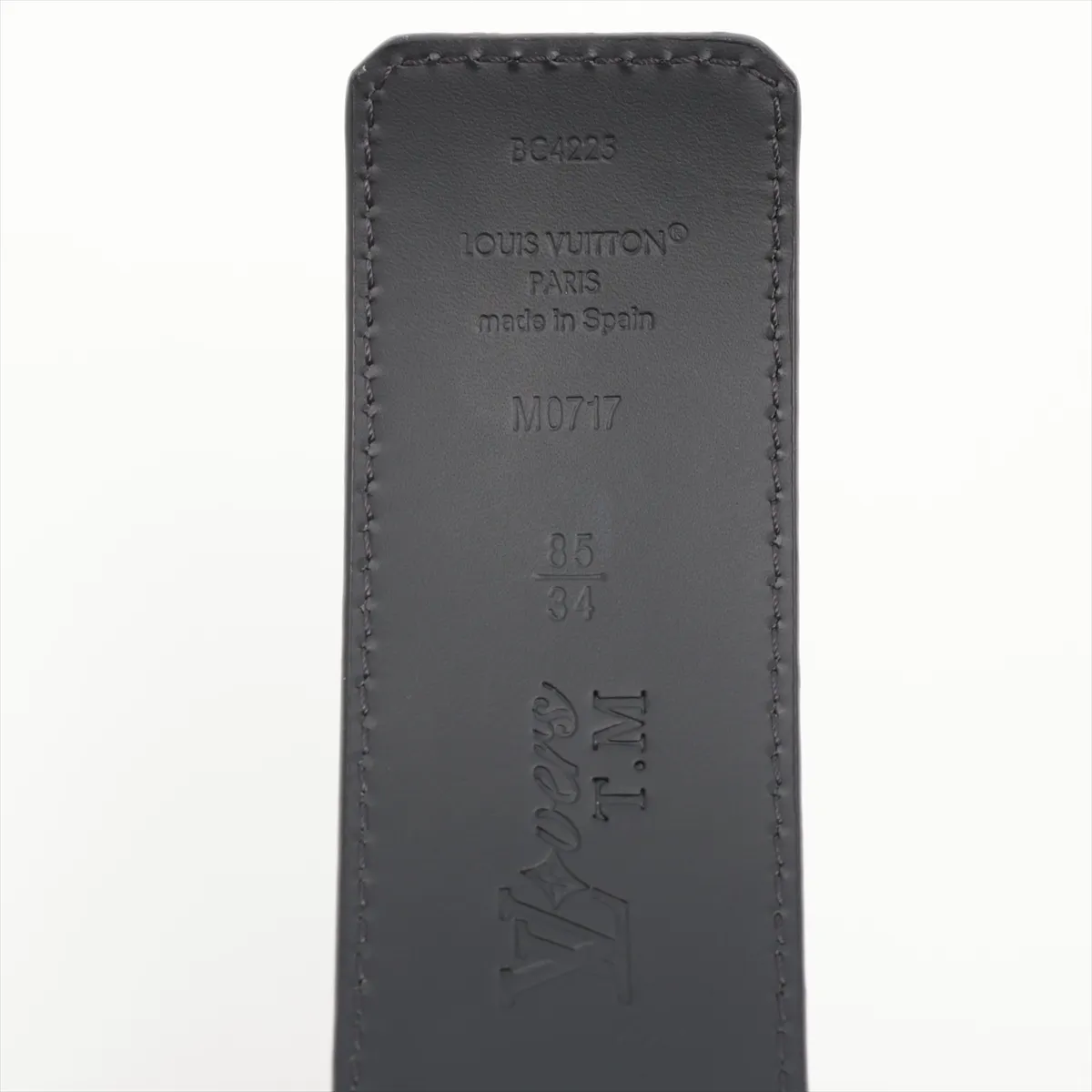 M0717 LV Shadow Reversible Belt BC4225, size 85, leather x metal, black. Features: enlarged holes, — view 5