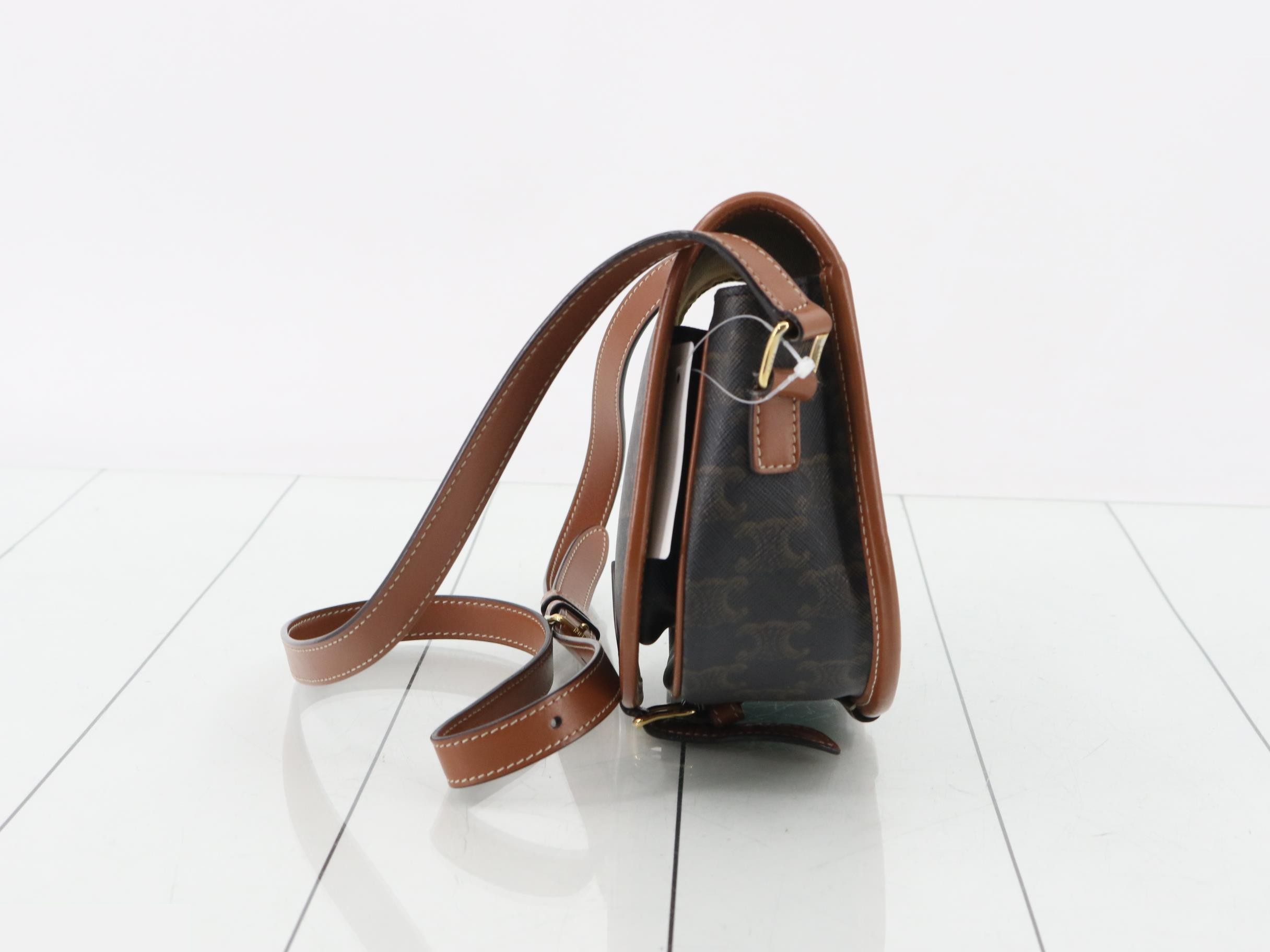 Muforco Medium Shoulder Bag, Triomphe Canvas, Tan — view 3