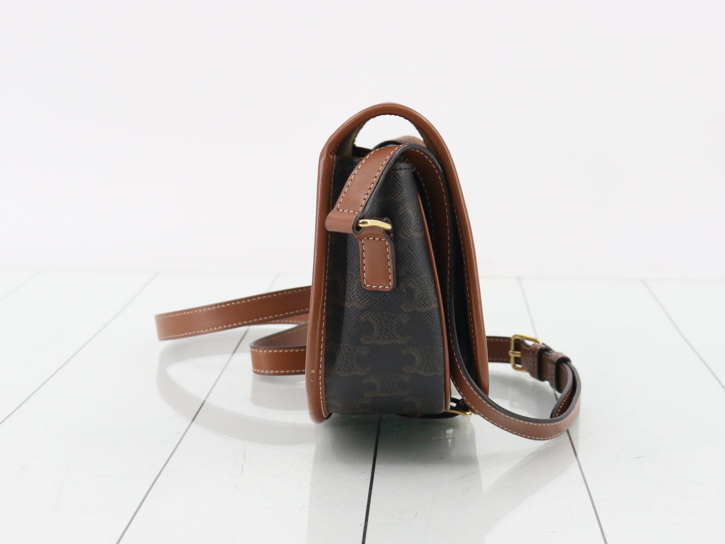Muforco Medium Shoulder Bag, Triomphe Canvas, Tan — view 4