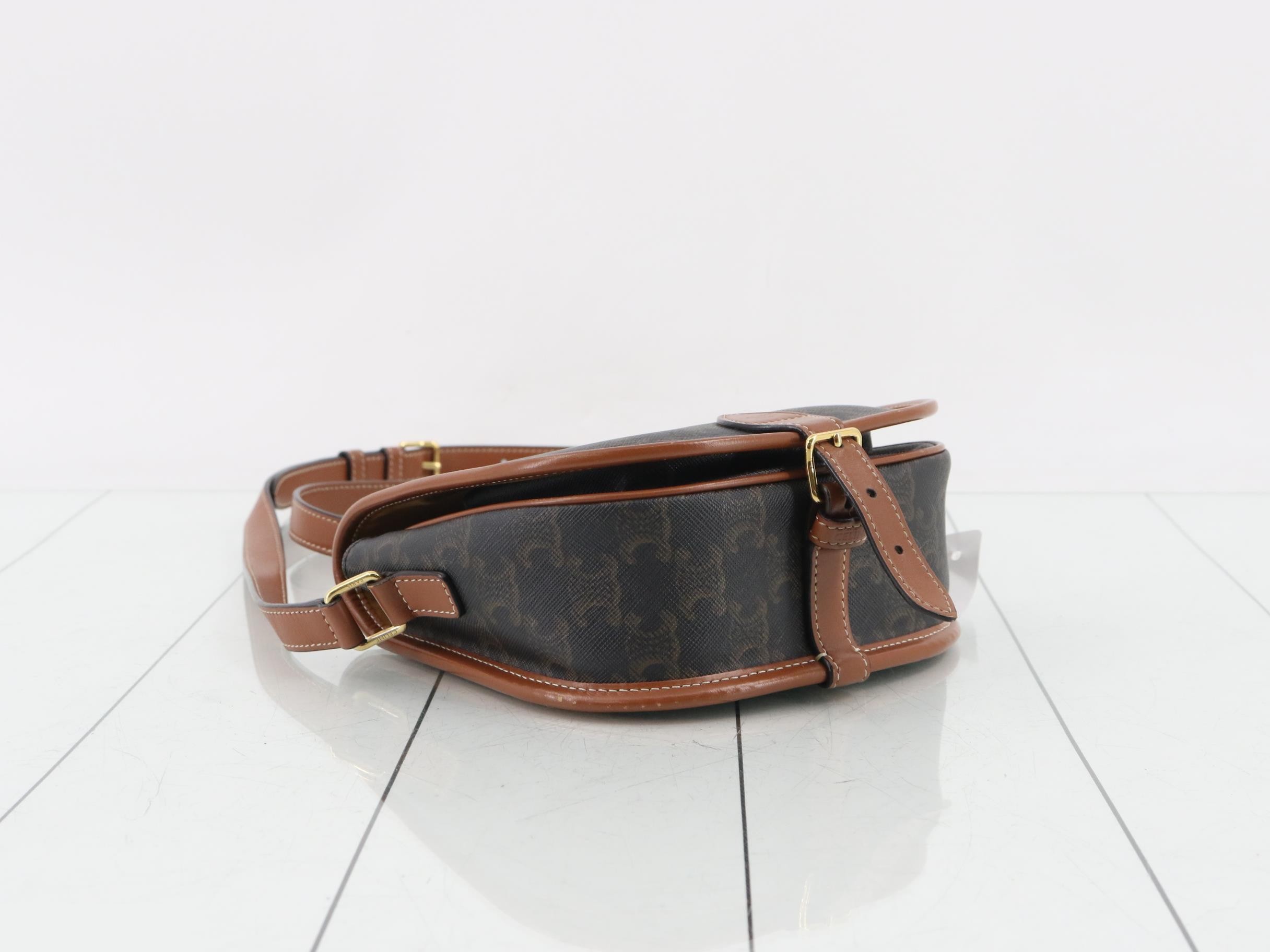 Muforco Medium Shoulder Bag, Triomphe Canvas, Tan — view 5