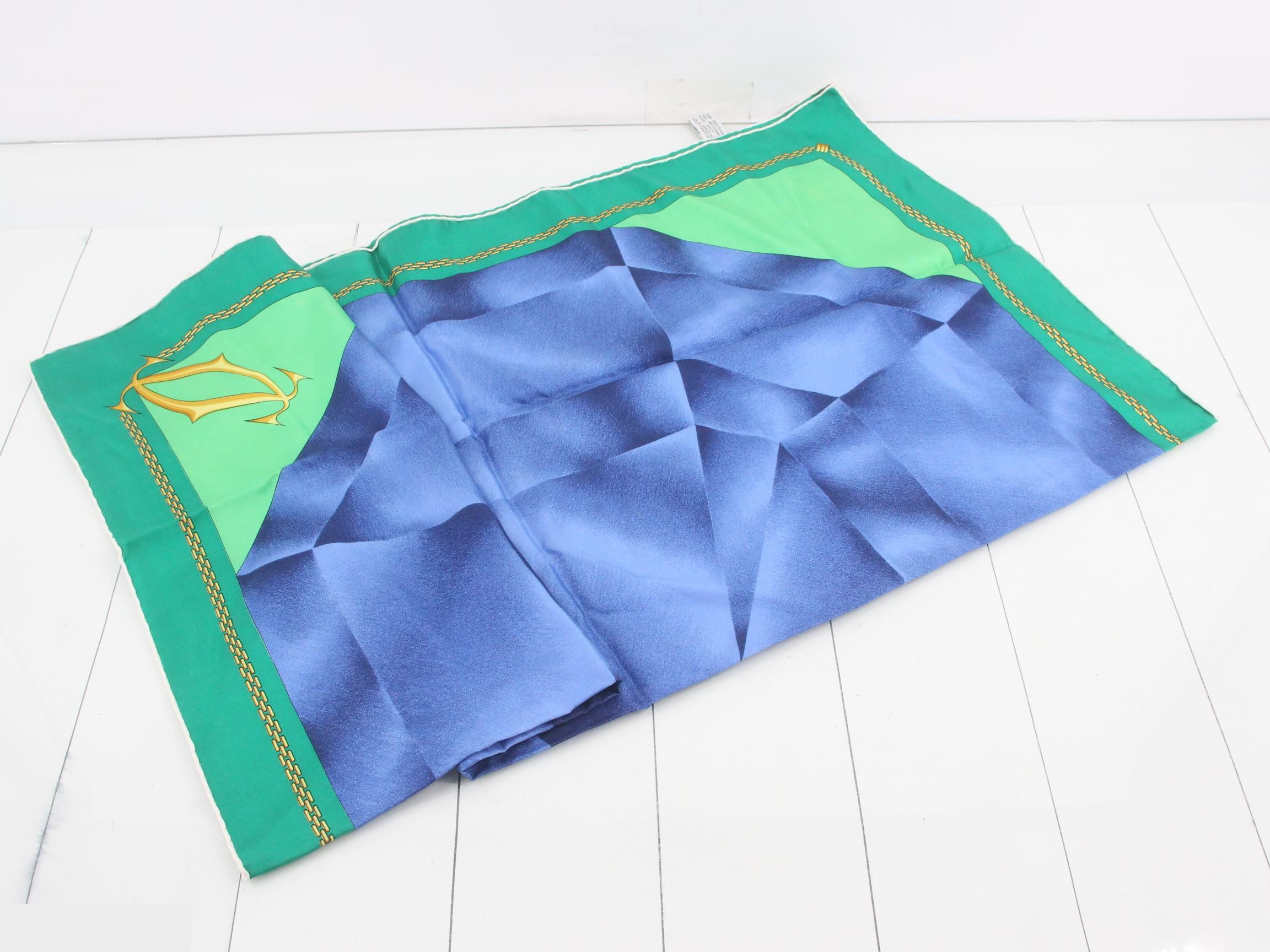 Silk scarf, blue x green — view 3