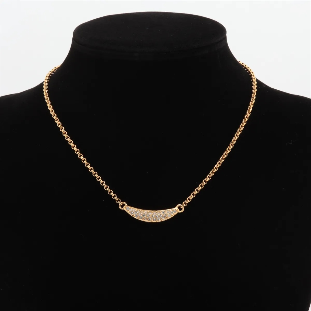 necklace, GP x rhinestones, gold, — view 5