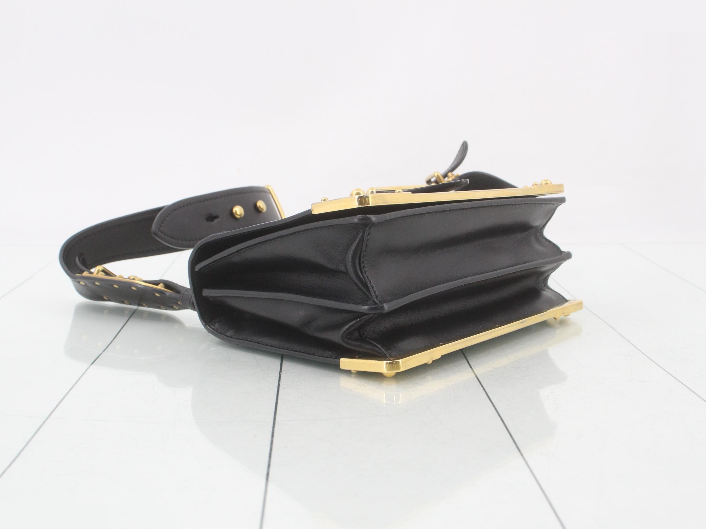 Cahier Leather Shoulder Bag, Black — view 5