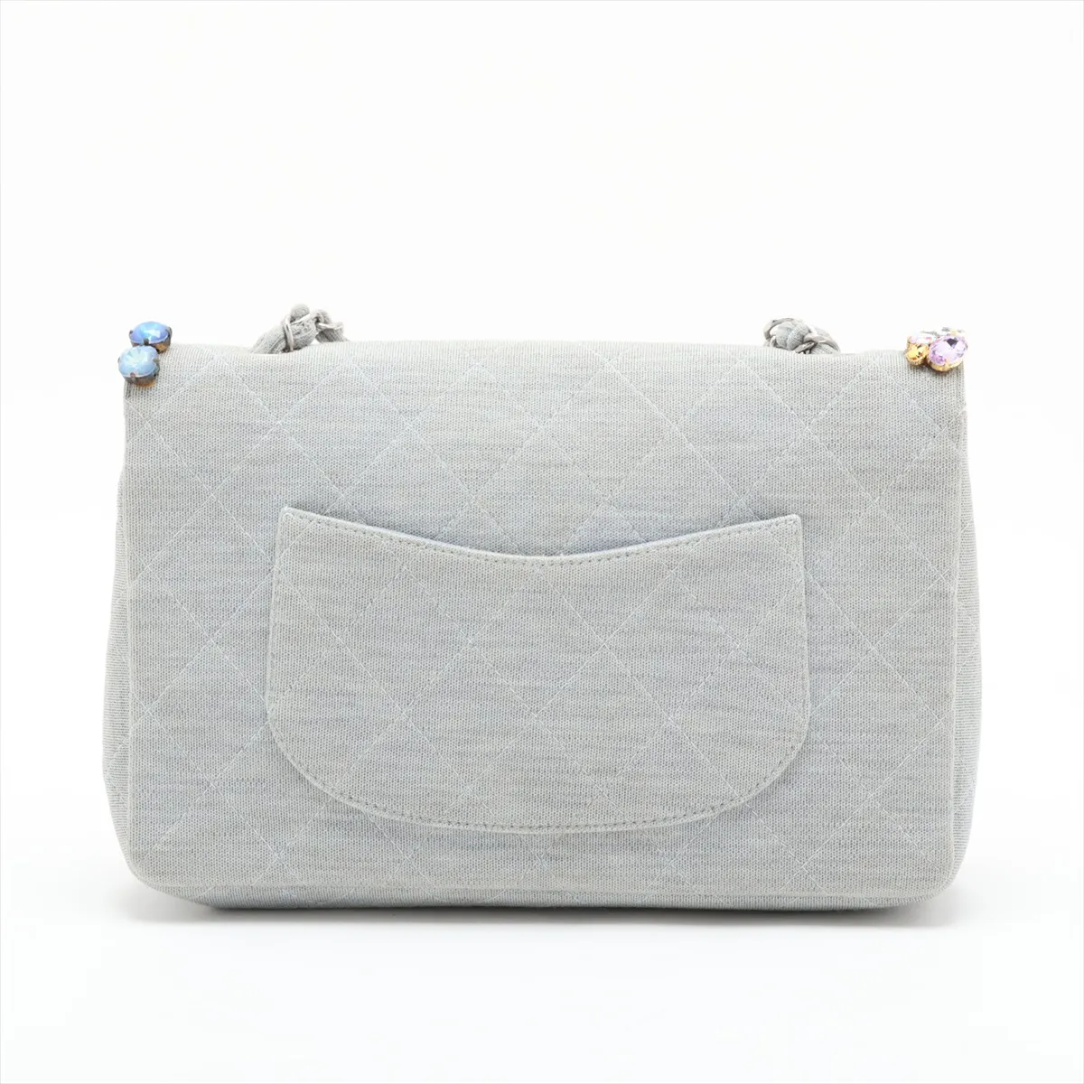 Matelassé Denim Single Flap Single Chain Bag, Bijou, Blue, Silver Hardware, 5947838, Series 5 — view 2
