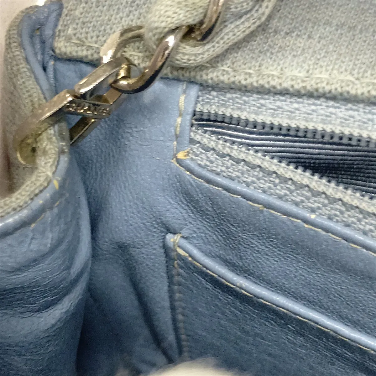 Matelassé Denim Single Flap Single Chain Bag, Bijou, Blue, Silver Hardware, 5947838, Series 5 — view 11