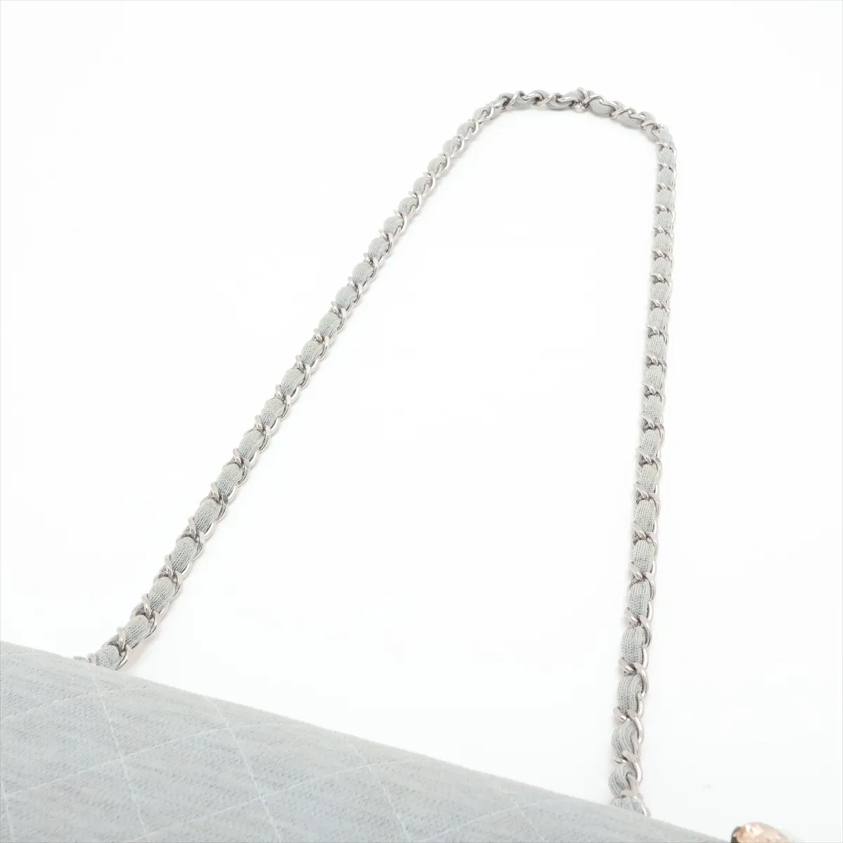 Matelassé Denim Single Flap Single Chain Bag, Bijou, Blue, Silver Hardware, 5947838, Series 5 — view 5