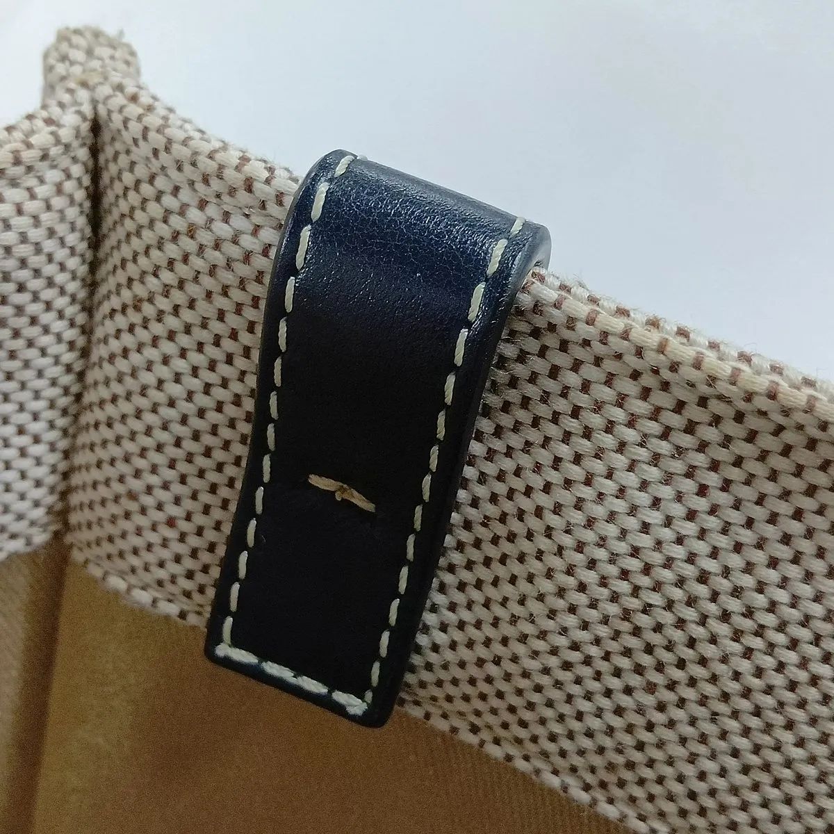 Woody Small Canvas x Leather Handbag, Beige x Black — view 12