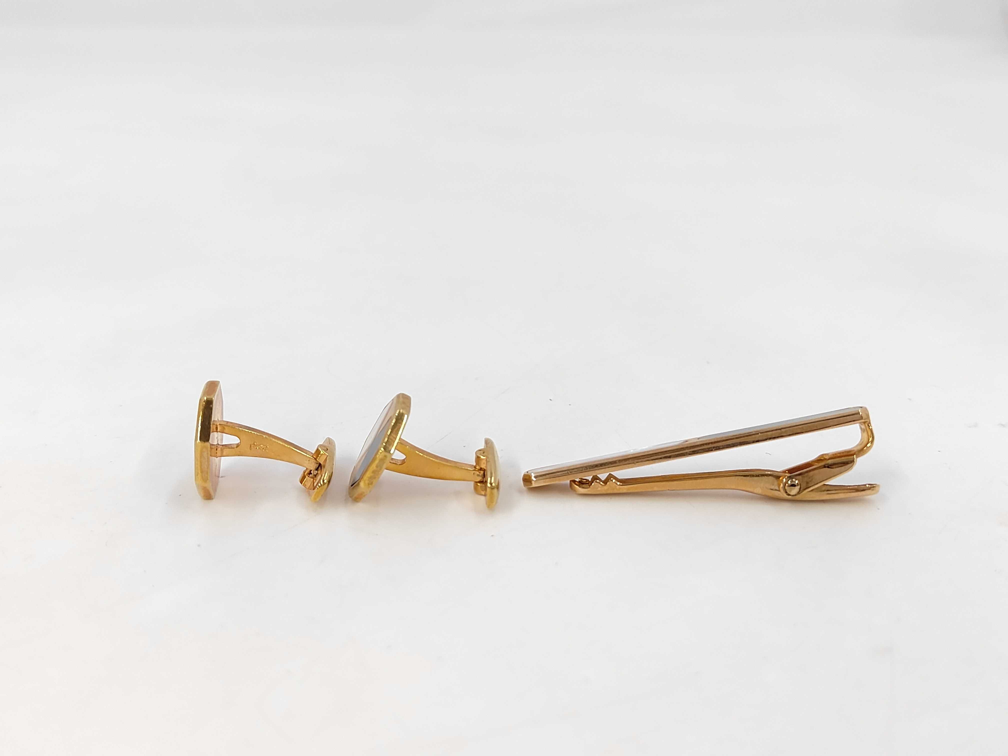 Octagon Gold Tie Pin and Cufflink Set — view 6
