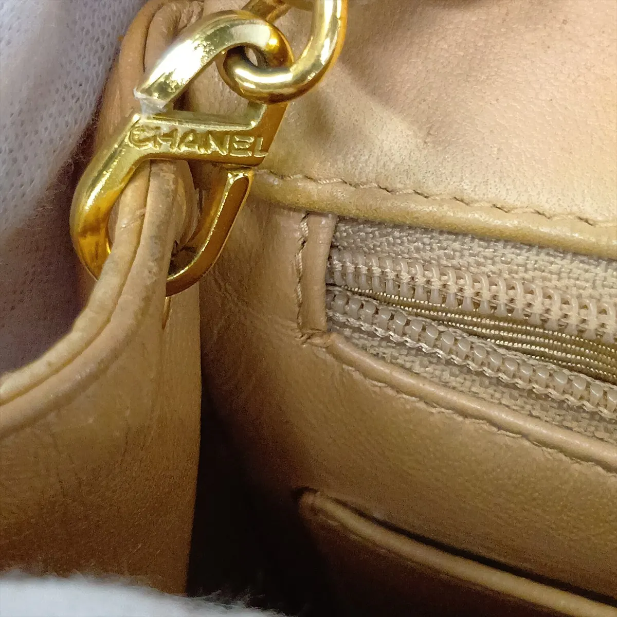Mini Matelassé 17 Lambskin Single Flap Single Chain Bag, Beige, Gold Hardware, 5393530, Serial Number 5, A01115 — view 14