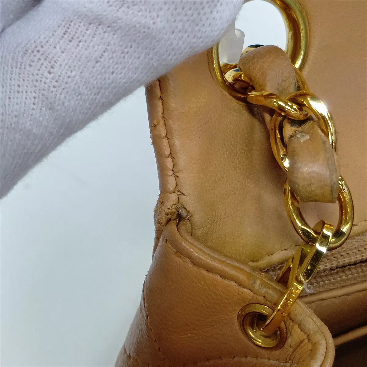 Mini Matelassé 17 Lambskin Single Flap Single Chain Bag, Beige, Gold Hardware, 5393530, Serial Number 5, A01115 — view 15