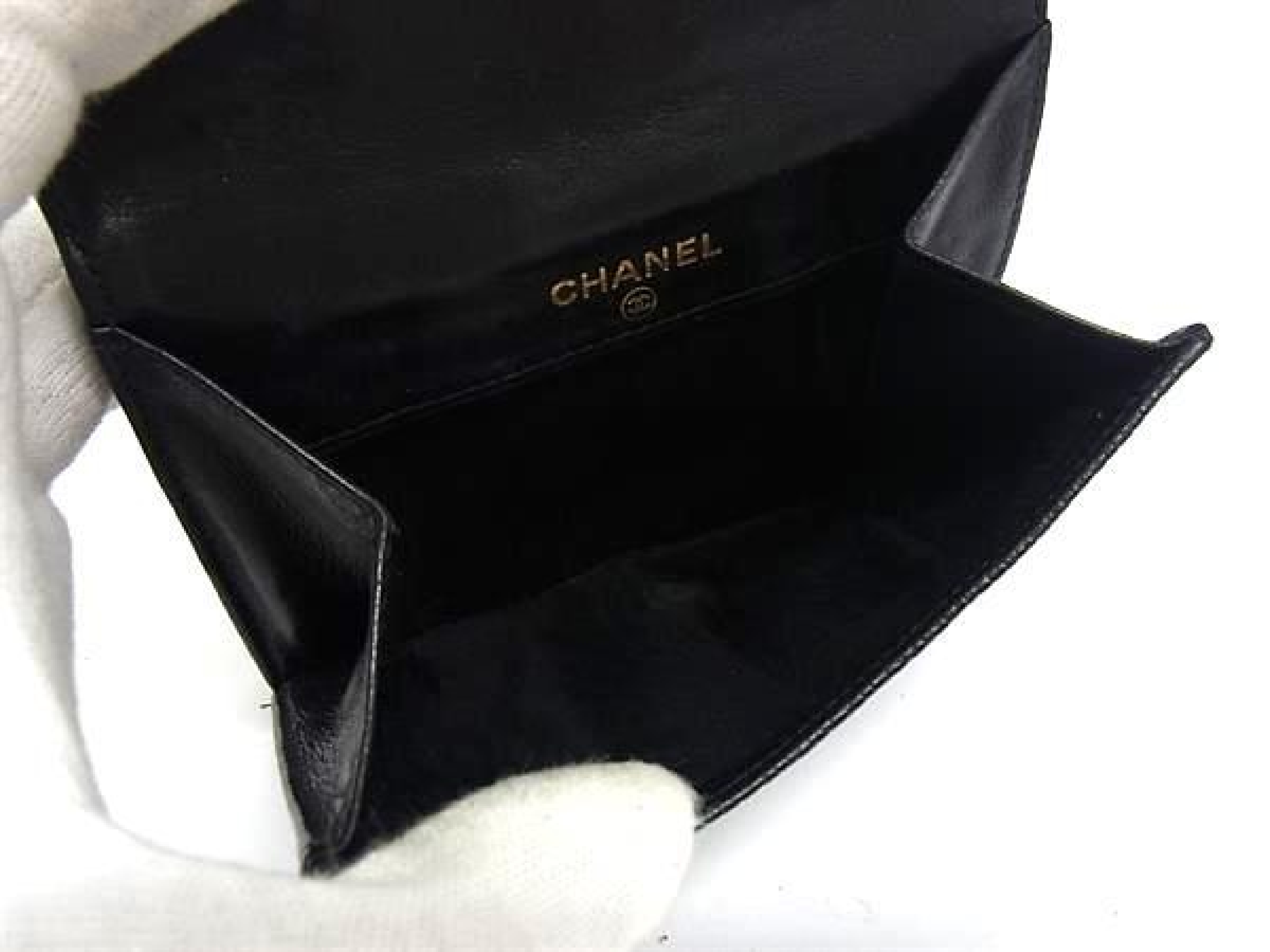 Cocomark Caviar Skin Trifold Wallet Billfold Coin Purse Card Holder Women's Black GD0839 Wallet — view 5