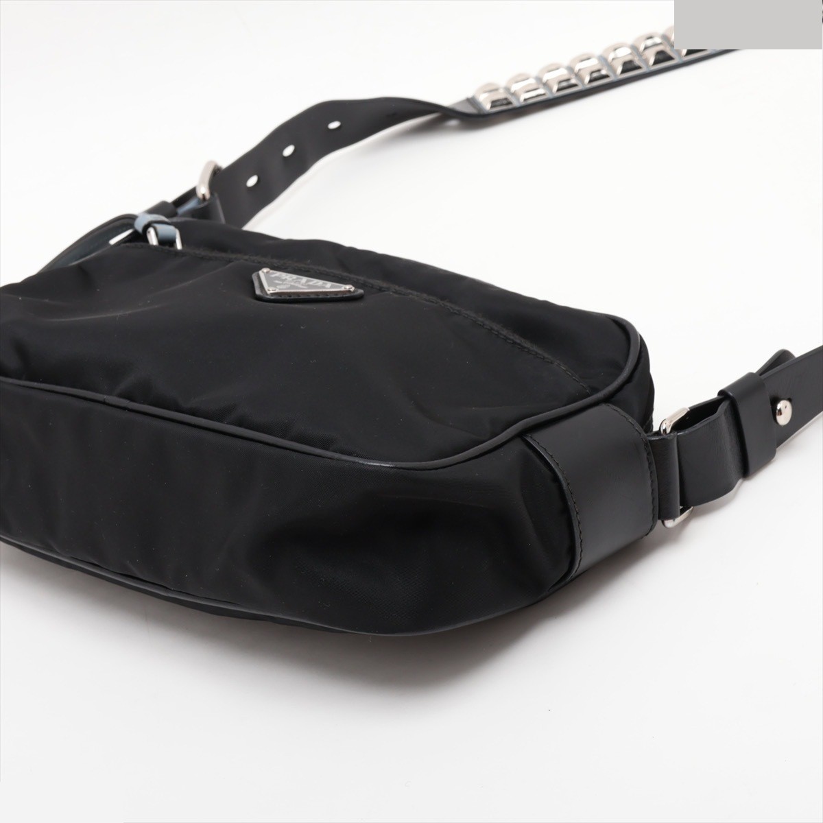 Tessuto 1BC167 Nylon x Leather Shoulder Bag, Black — view 3