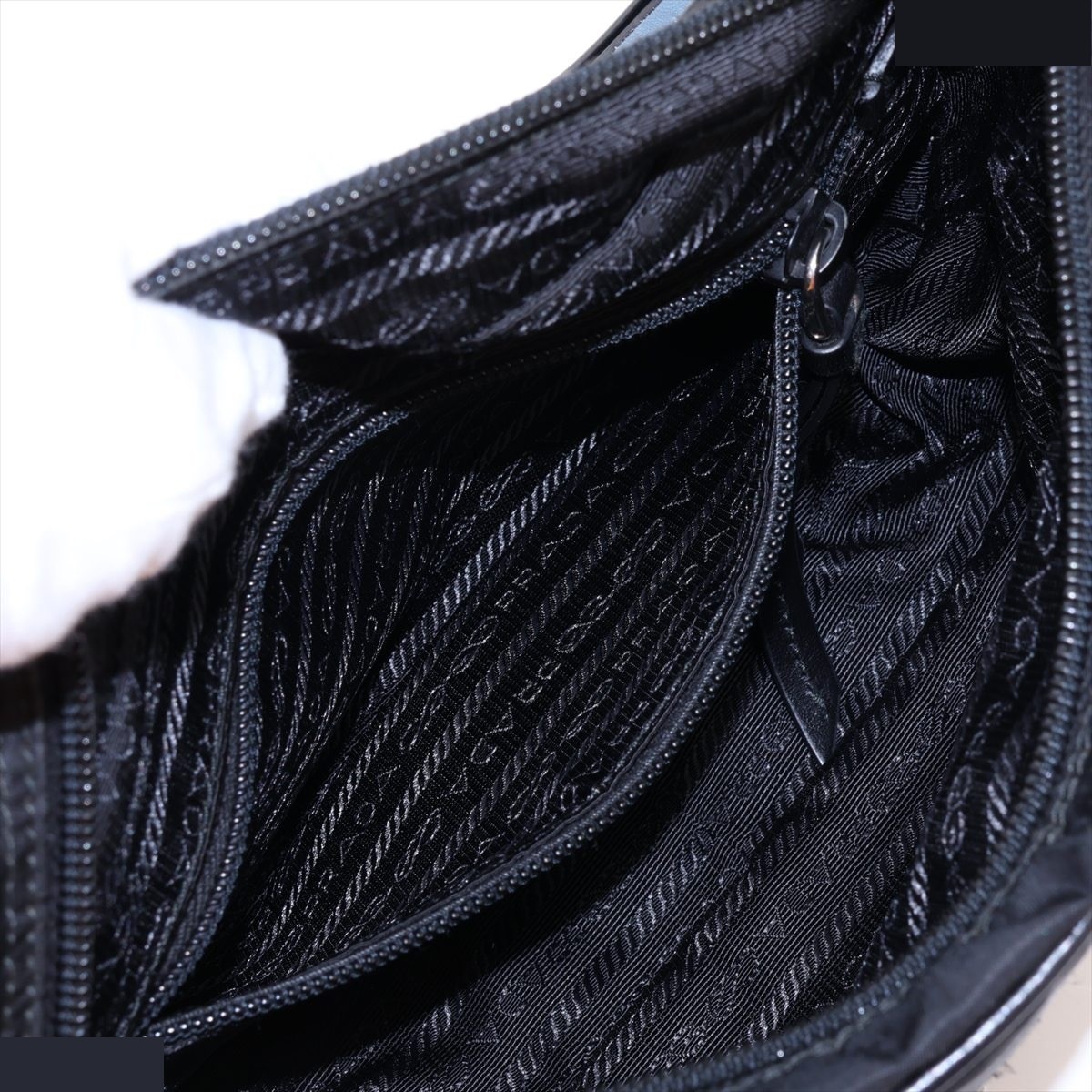 Tessuto 1BC167 Nylon x Leather Shoulder Bag, Black — view 7