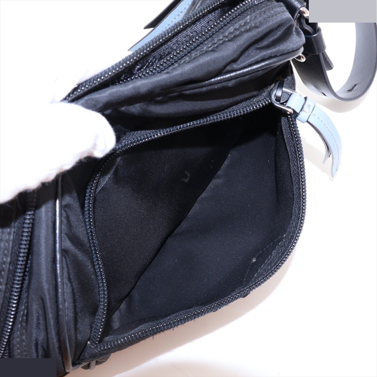 Tessuto 1BC167 Nylon x Leather Shoulder Bag, Black — view 8